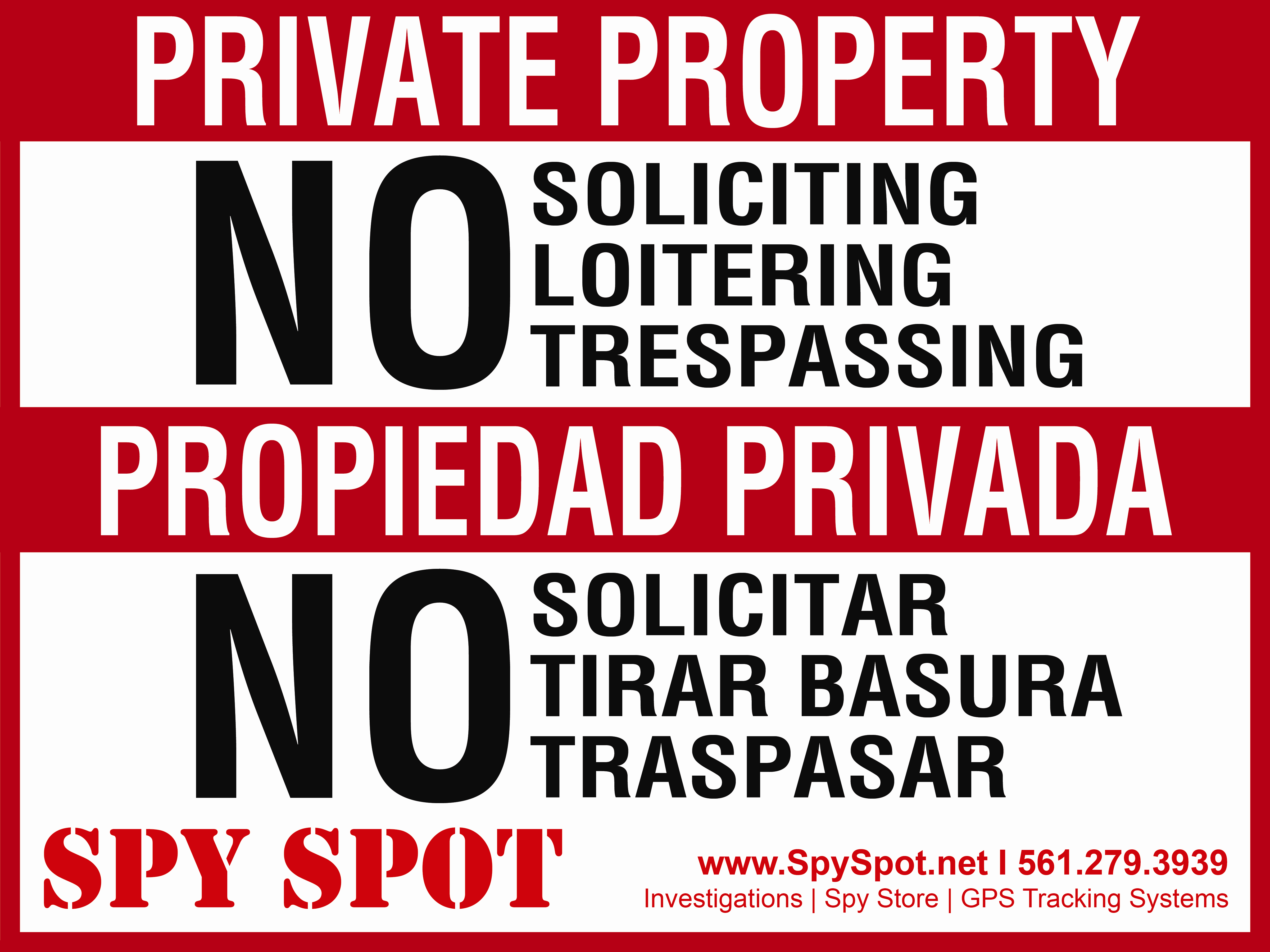 Private Property No Trespassing Plastic Sign - Spy Spot
