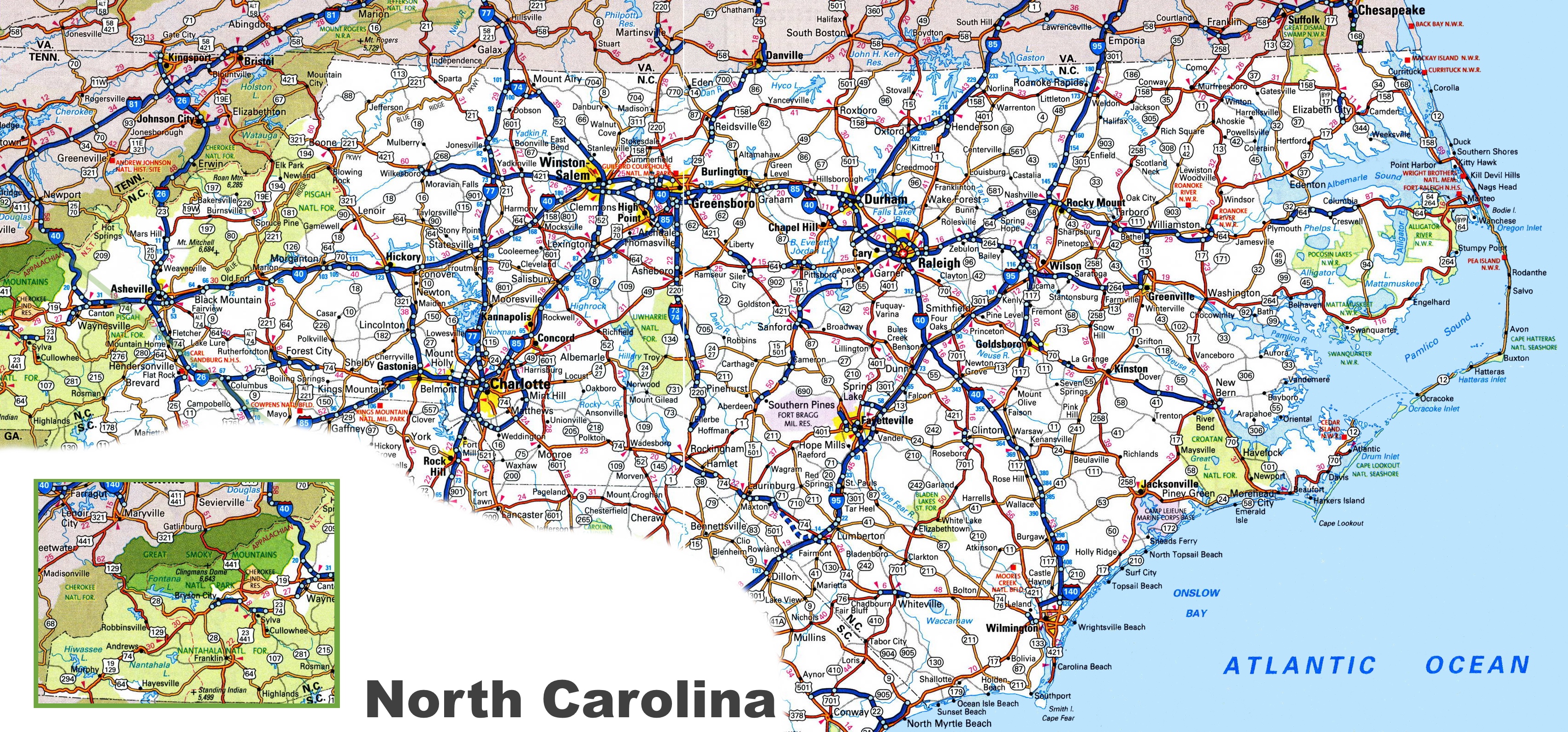 North Carolina road map ﻿