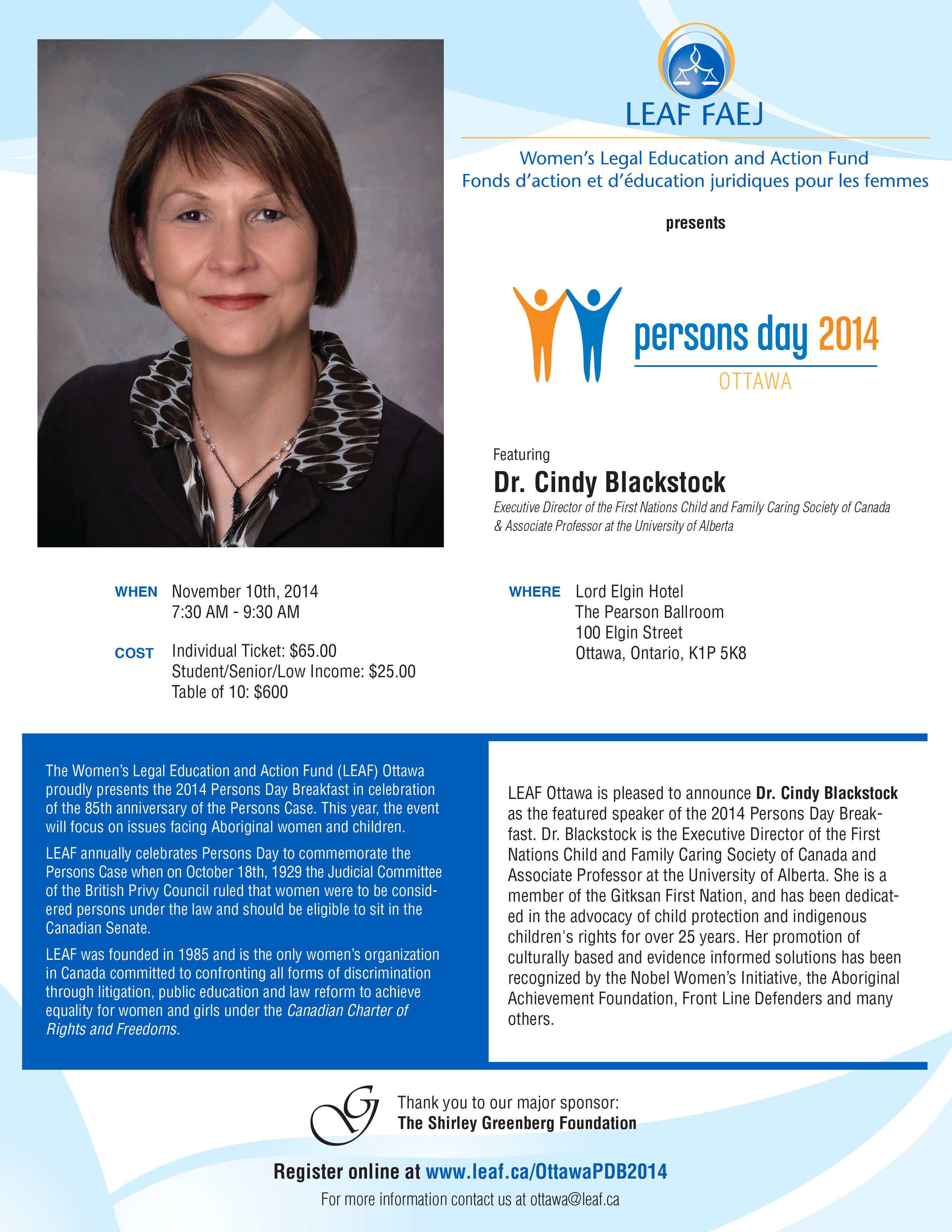 LEAF Ottawa proudly presents Persons Day Breakfast on November 10th ...