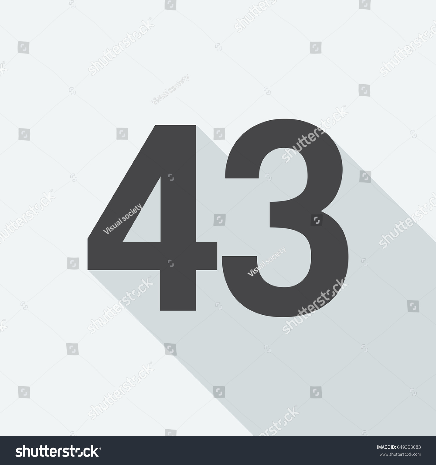 Number Fortythree 43 Long Shadow On Stock Vector 649358083 ...