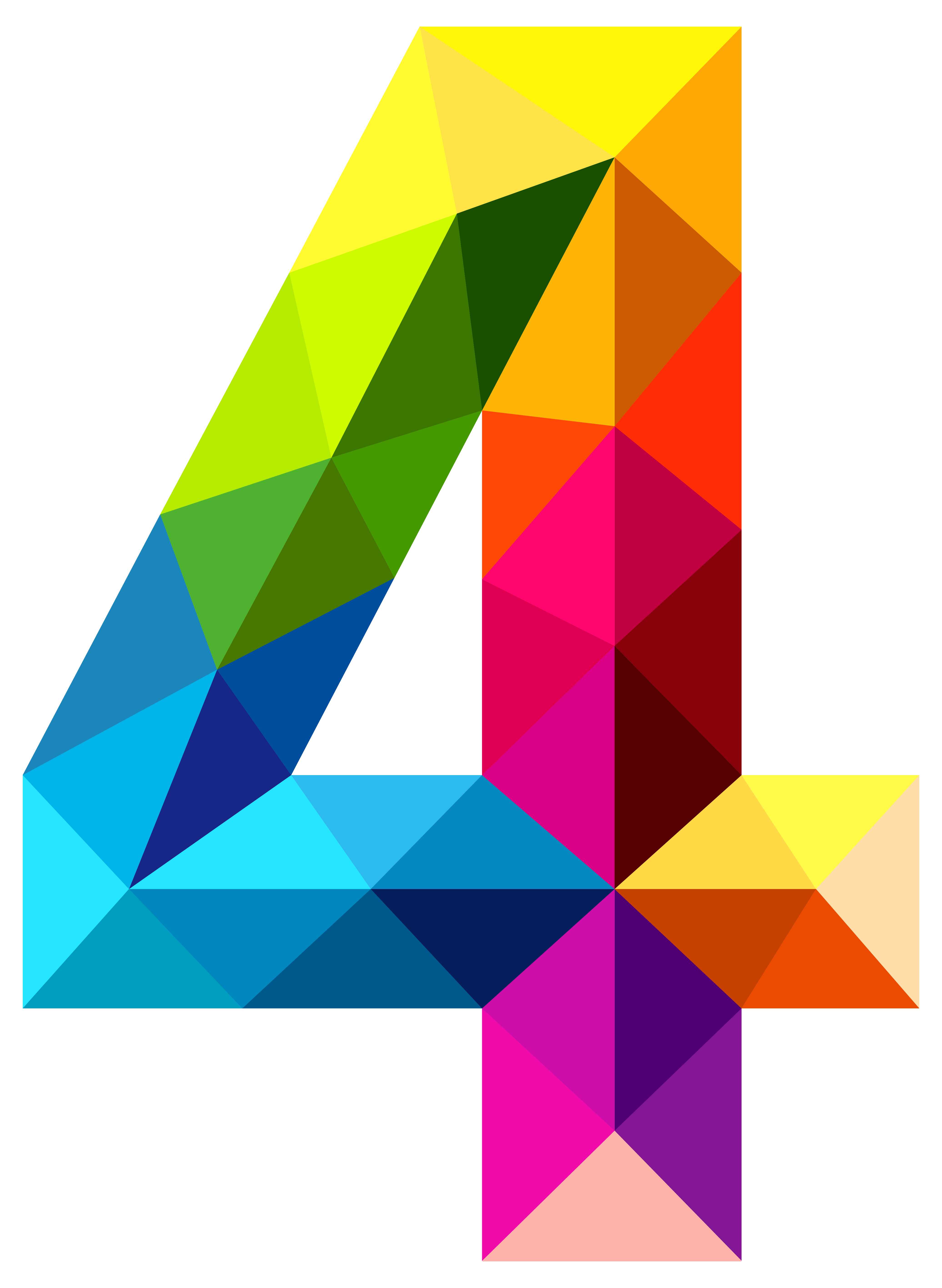 4 four | Colourful Triangles Number Four PNG Clipart Image ...