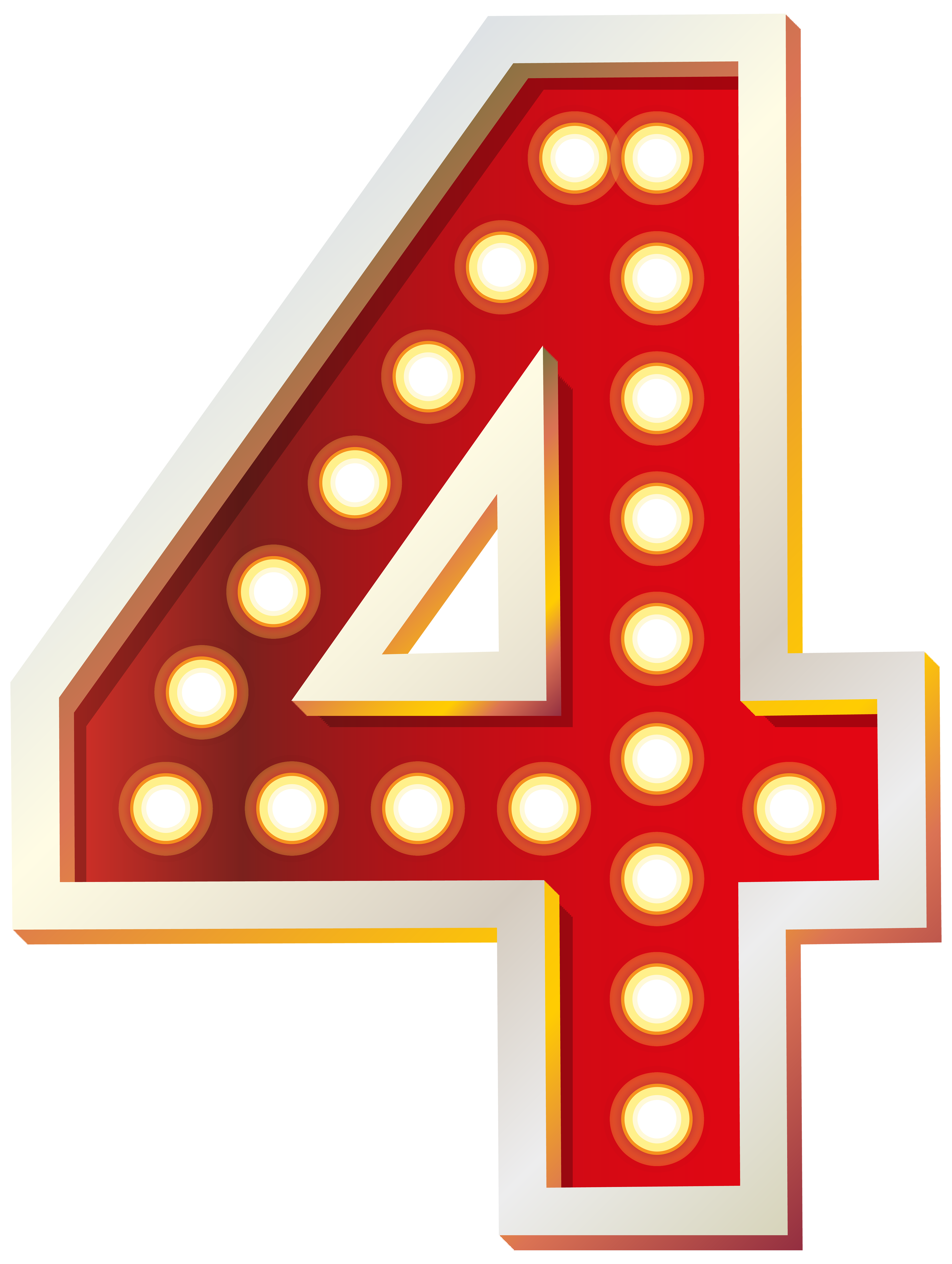 Red Number Four with Lights PNG Clip Art Image | Gallery ...