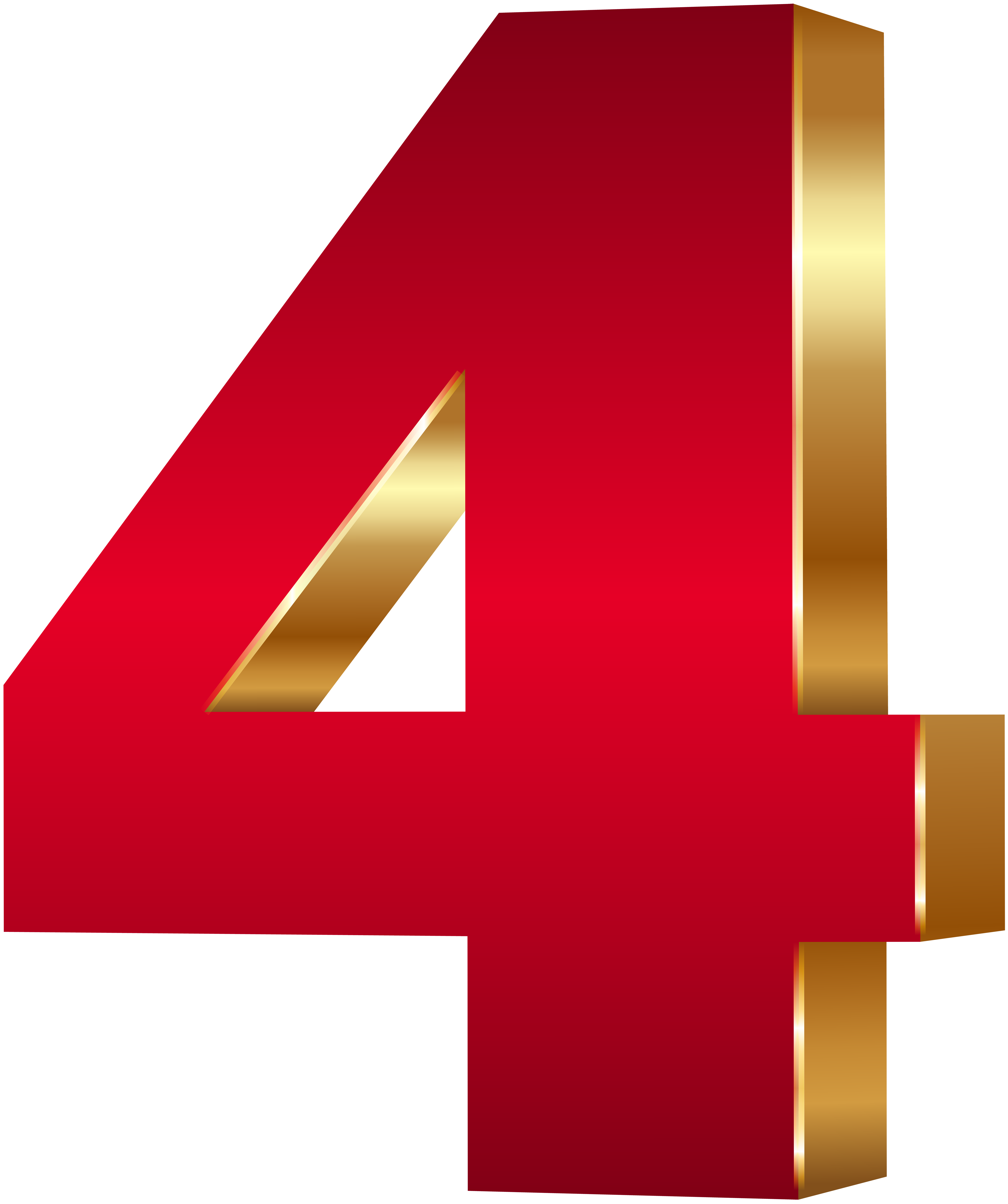 3D Number Four Red Gold PNG Clip Art Image | Gallery Yopriceville ...