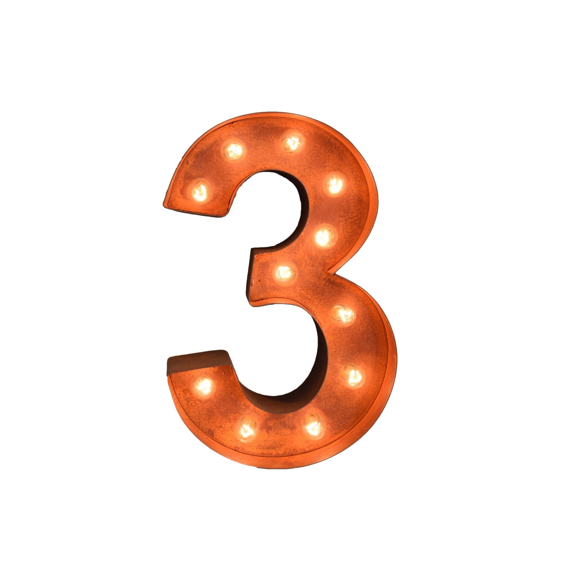 12” Number 3 (Three) Sign Vintage Marquee Lights - Buy Marquee ...