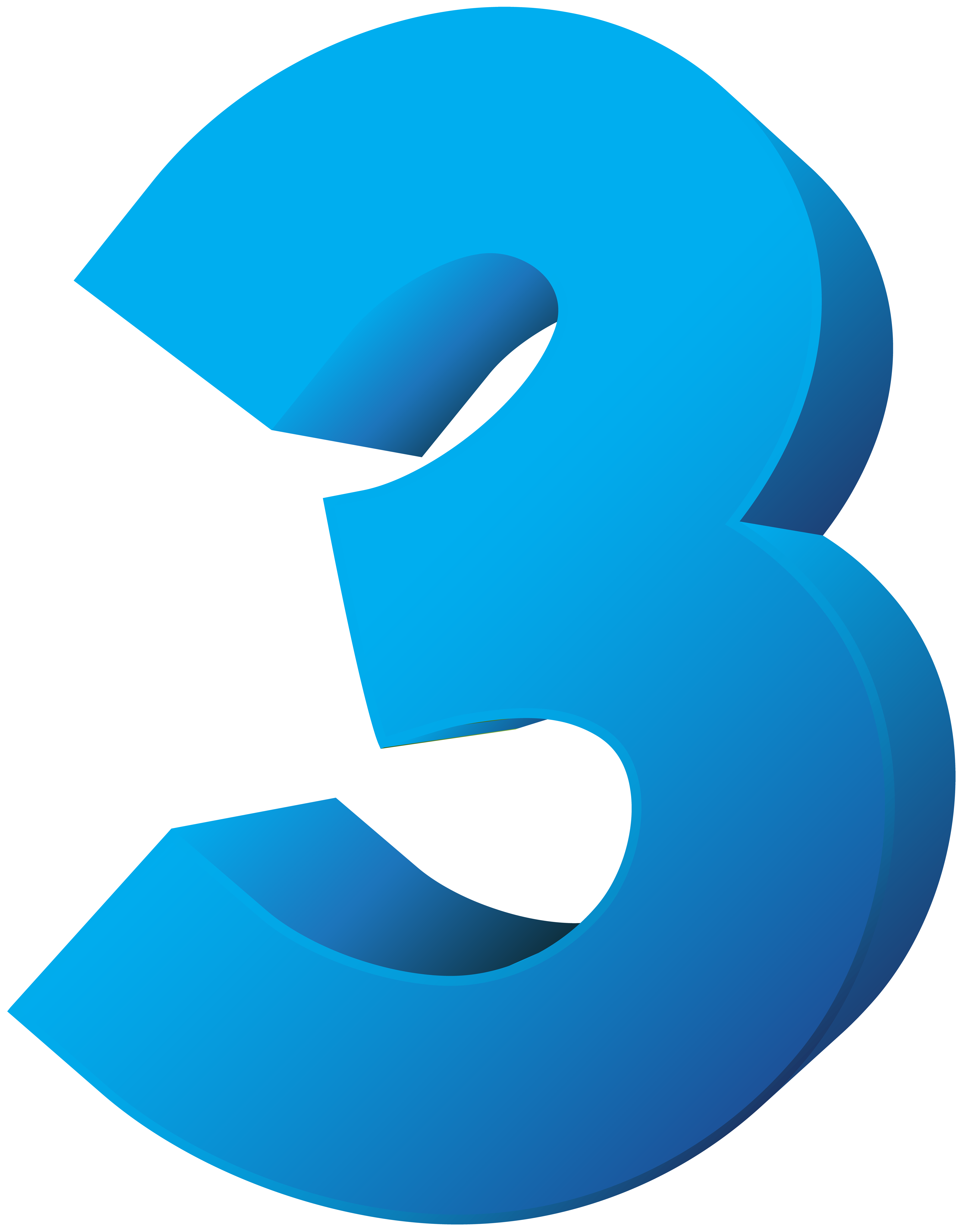 Blue Number Three Transparent PNG Clip Art Image | Gallery ...