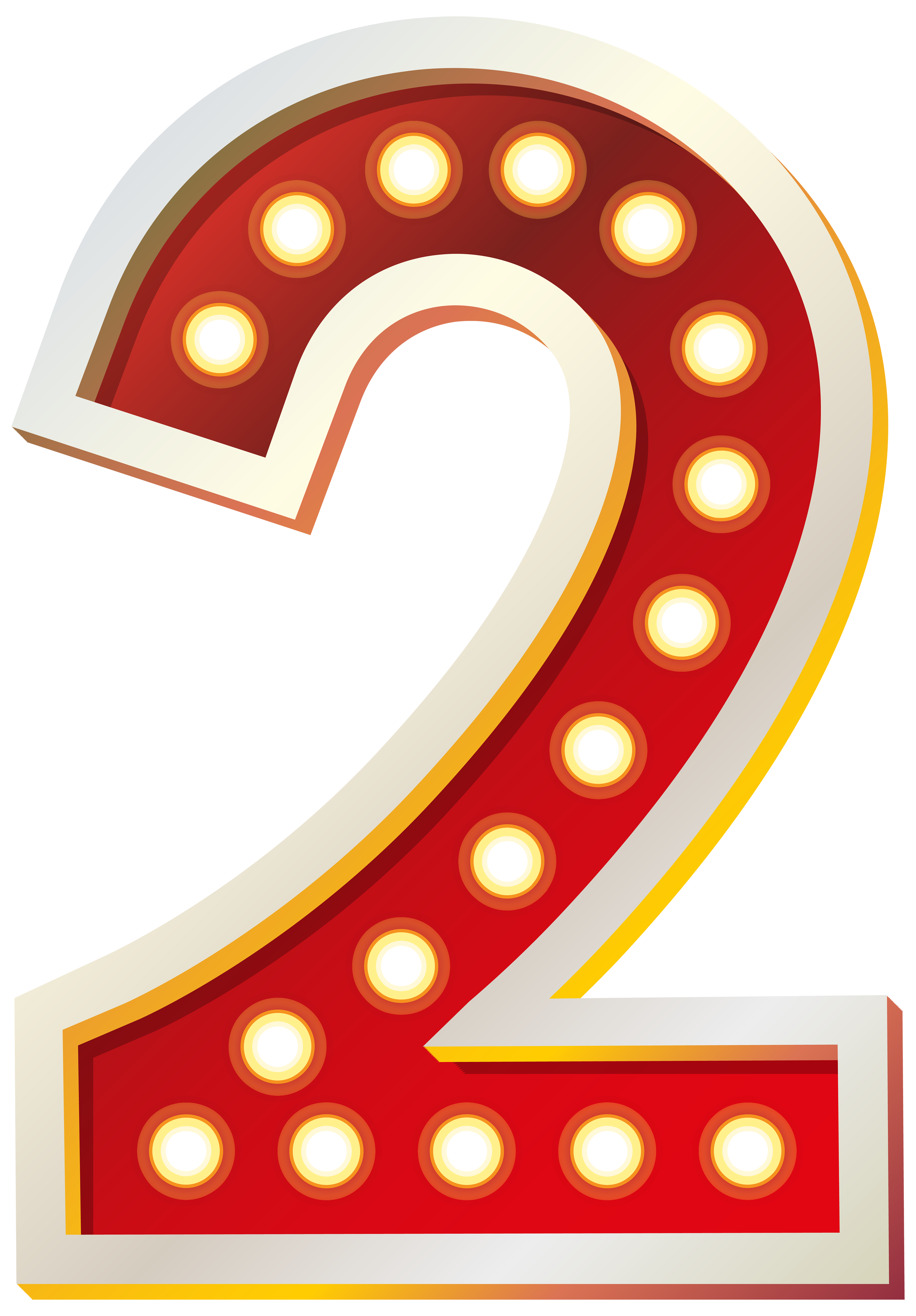 Red Number Two with Lights PNG Clip Art Image | Gallery ...