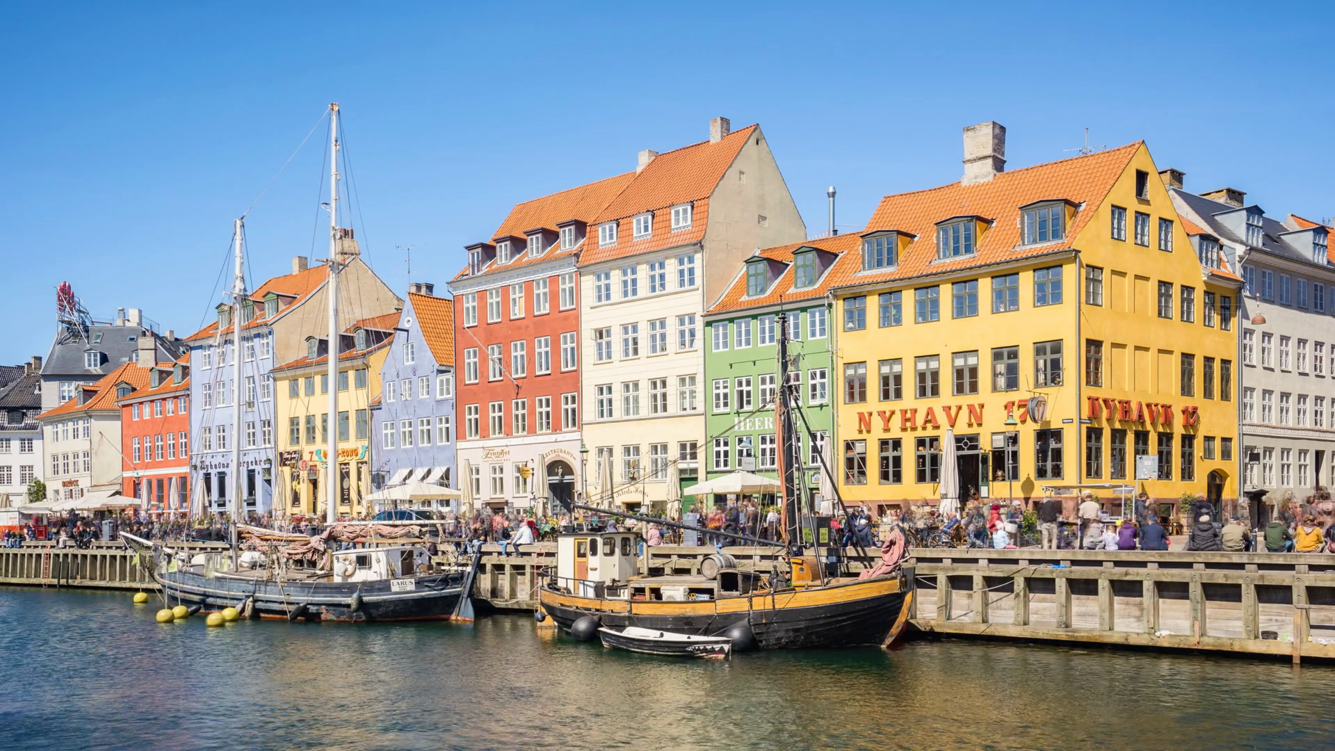 4K, Timelapse video of Nyhavn waterfront, canal and entertainment ...