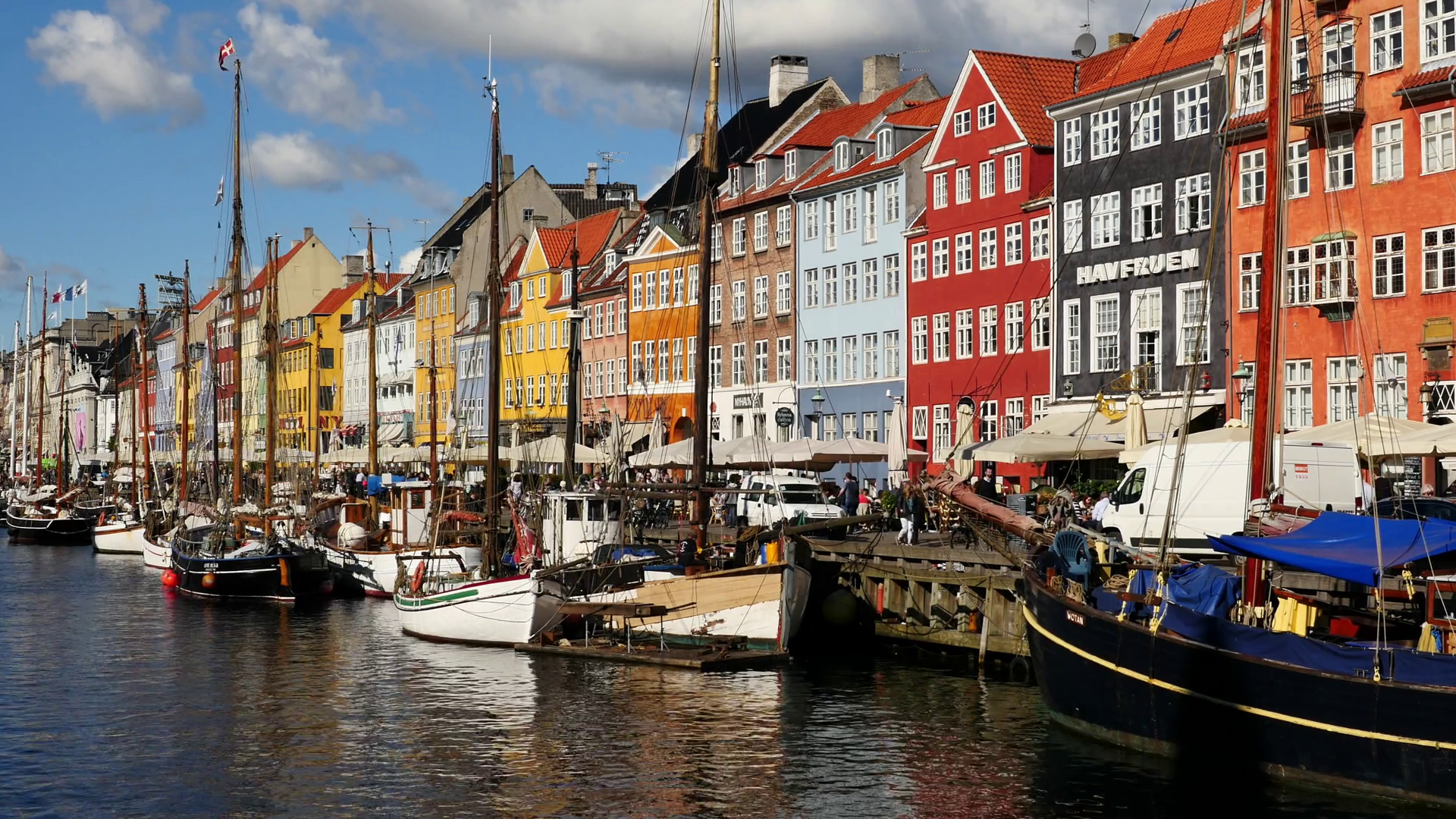 Time Lapse of Scenic Nyhavn District Day - Copenhagen Denmark Stock ...