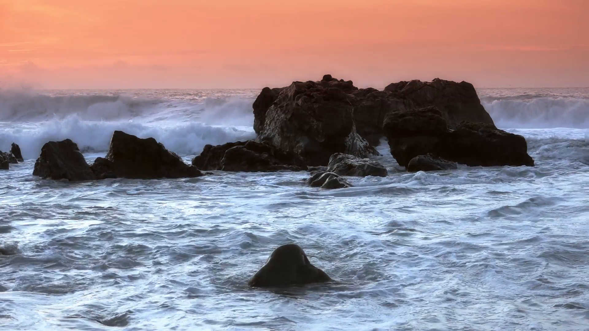 Pacific ocean rocks waves sunset - 60fps Stock Video Footage ...