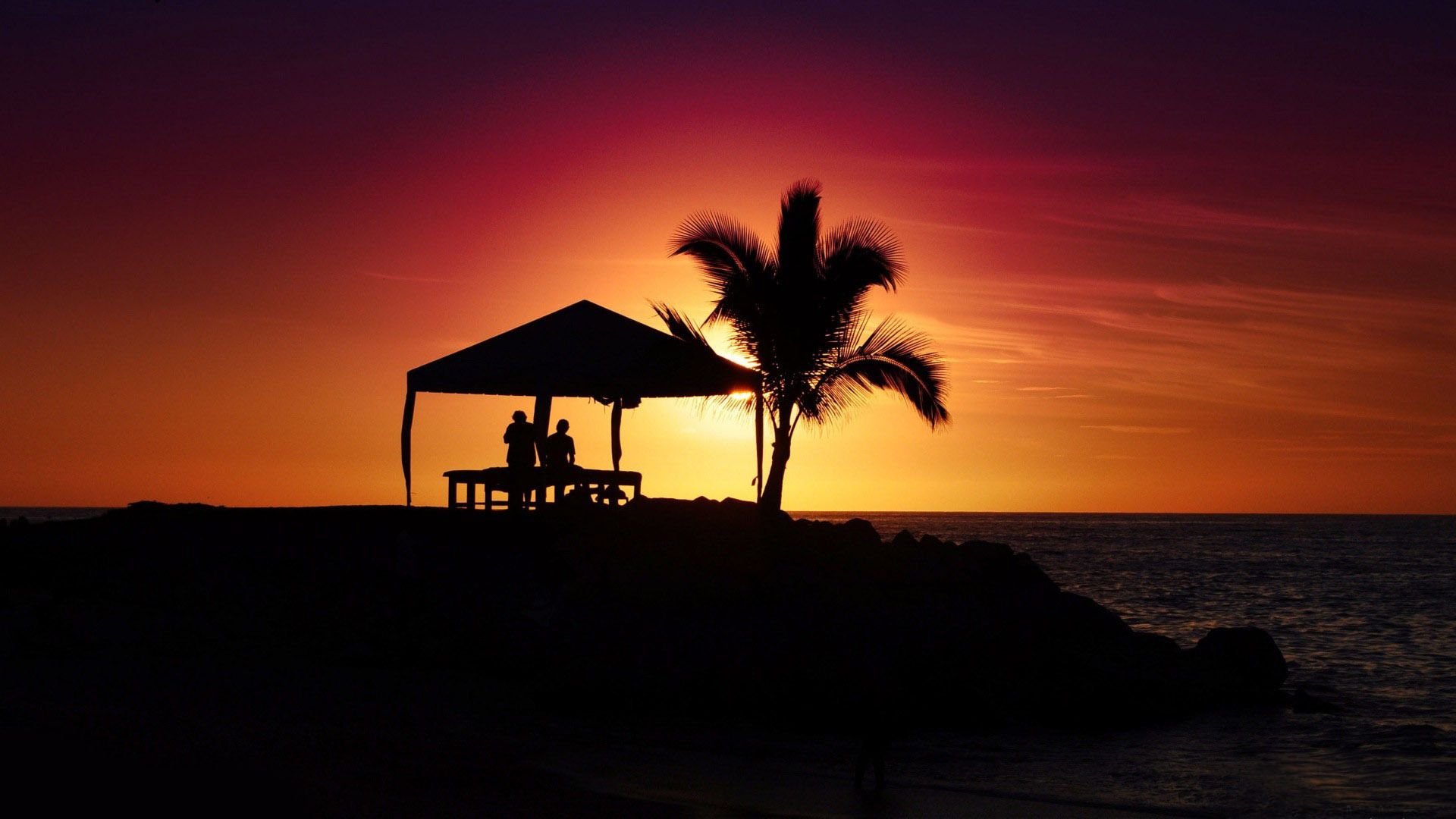 Beach Sunset Silhouette Wallpaper | Silhouettes' | Pinterest ...