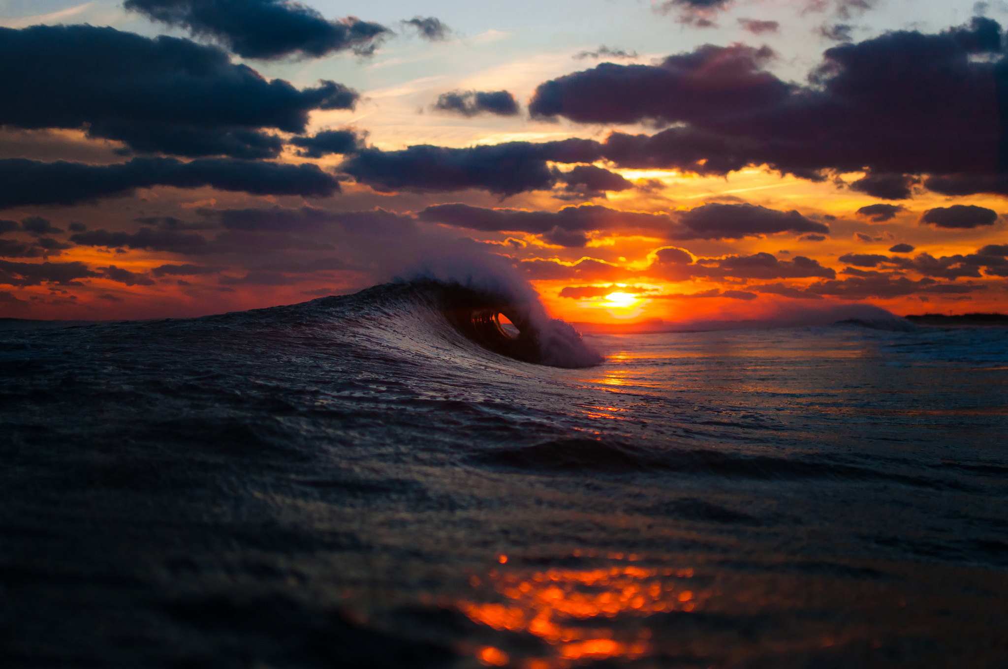 Ocean Waves Sunset HD Wallpaper, Background Images