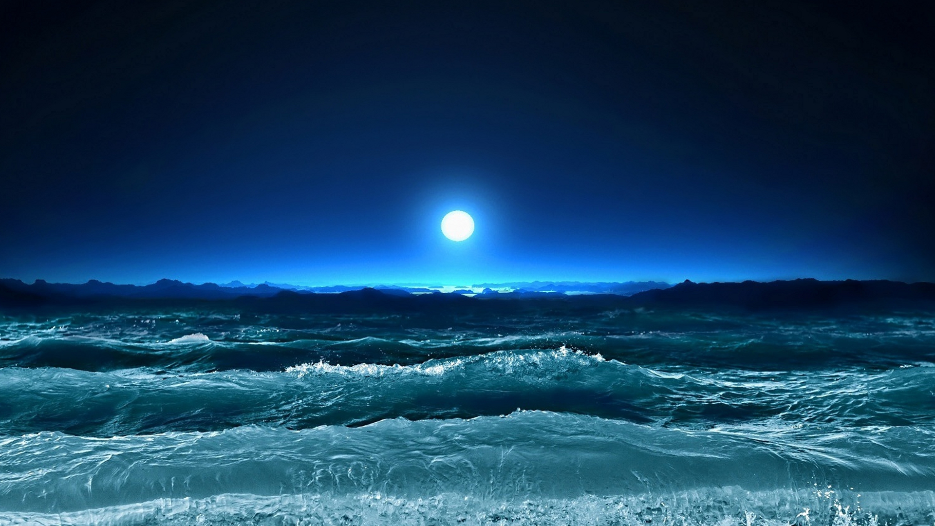 Ocean Waves Under Moonlight desktop wallpaper | WallpaperPixel