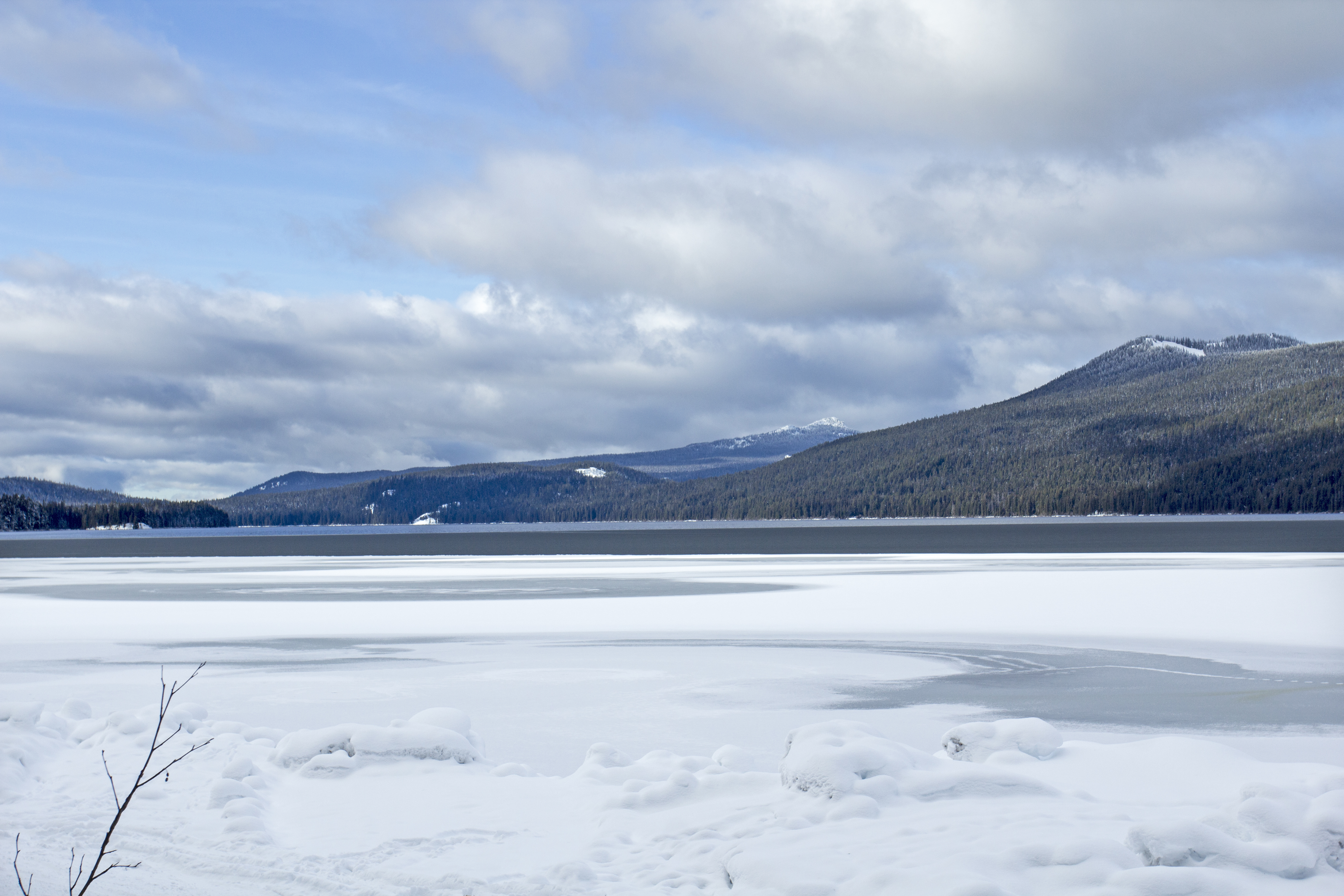 Odell Lake, Oregon, Frozen, Lake, Landscape, Mountain, HQ Photo