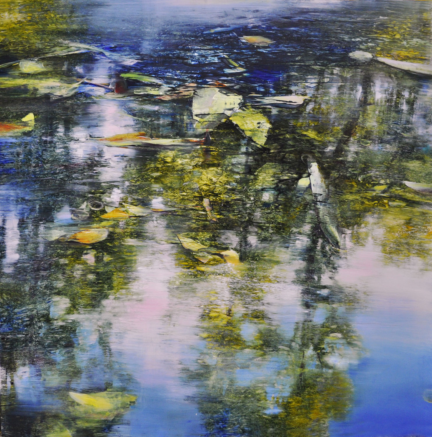 Susan Powell - David Dunlop- Leaves, Reflections on Water, Oil, 36 x ...