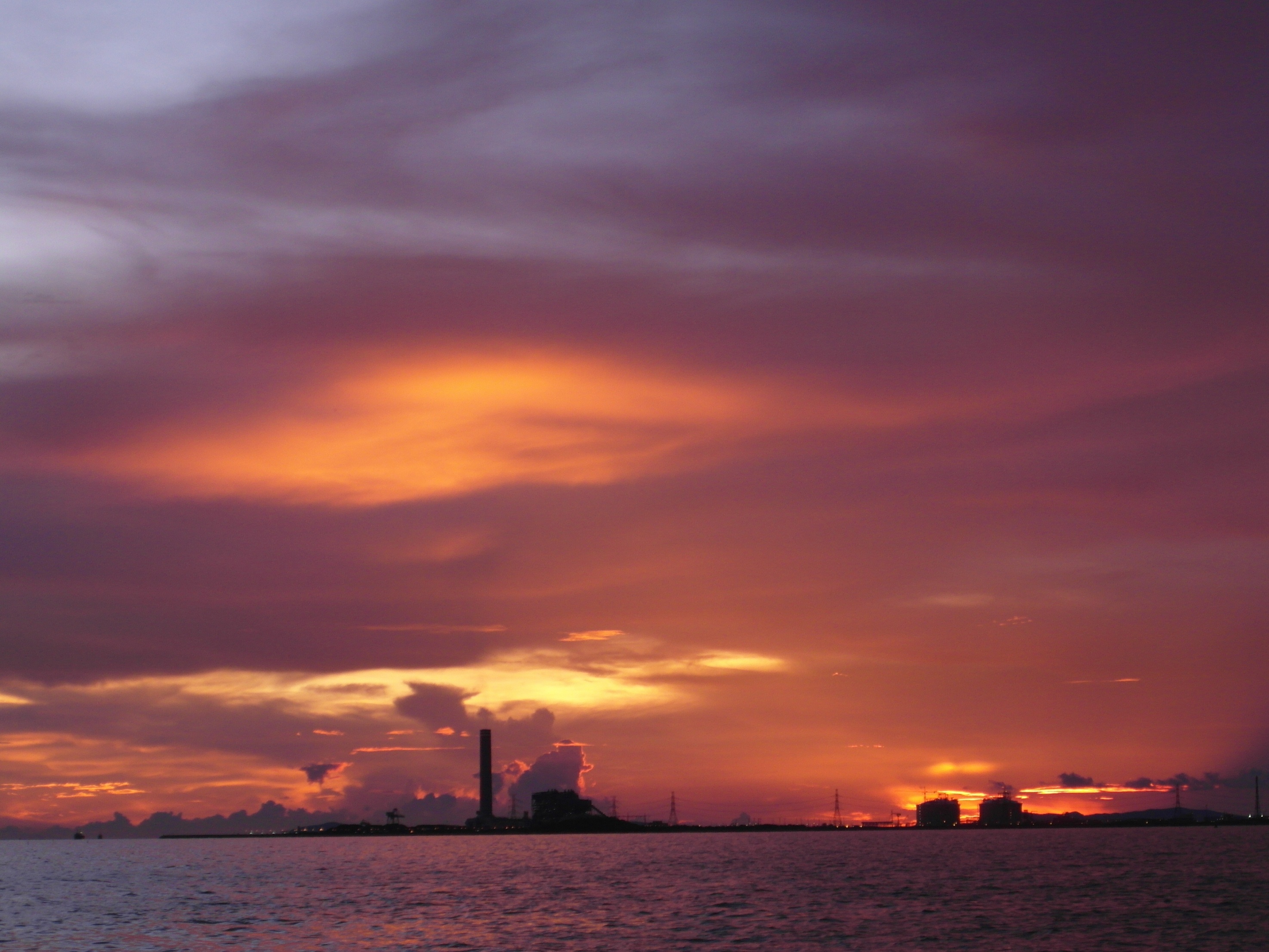 Oil terminal at sunset photo