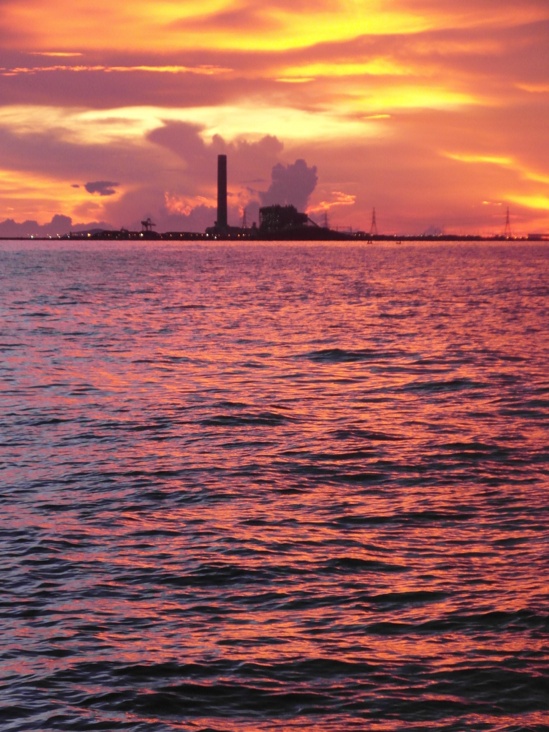 Oil terminal at sunset photo