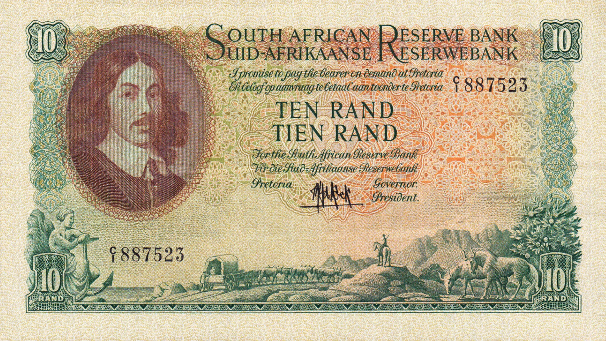 10 South African Rand note (van Riebeeck large type) - Exchange yours
