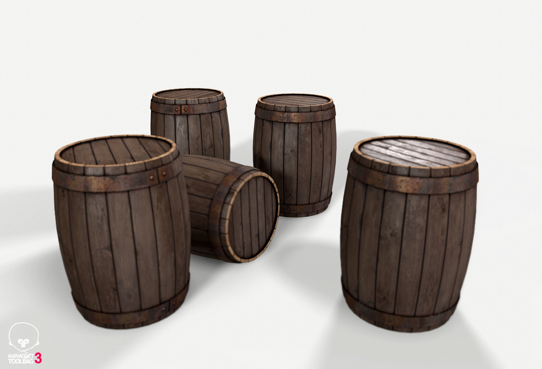 3D asset old barrels | CGTrader