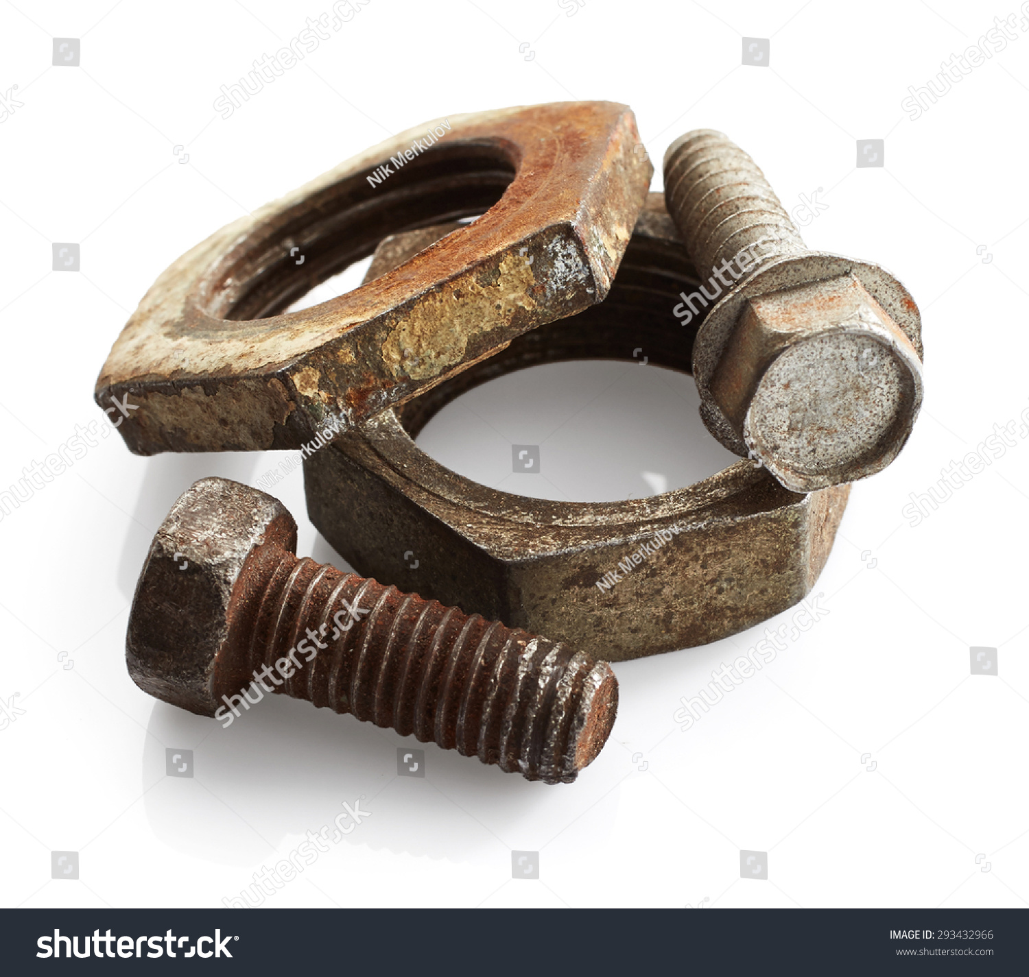 Old Bolts Nuts Isolated On White Stock Photo 293432966 - Shutterstock