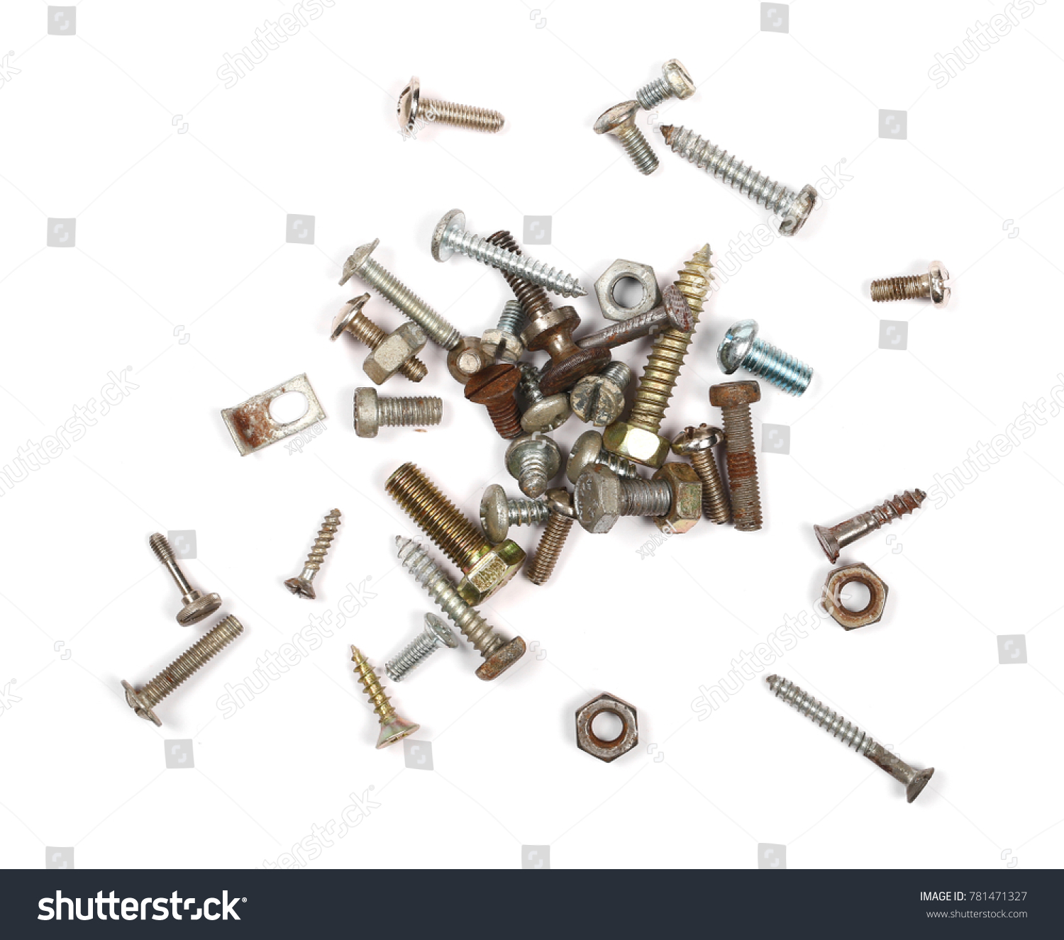 Pile Old Rusty Screw Heads Bolts Stock Photo (Royalty Free ...