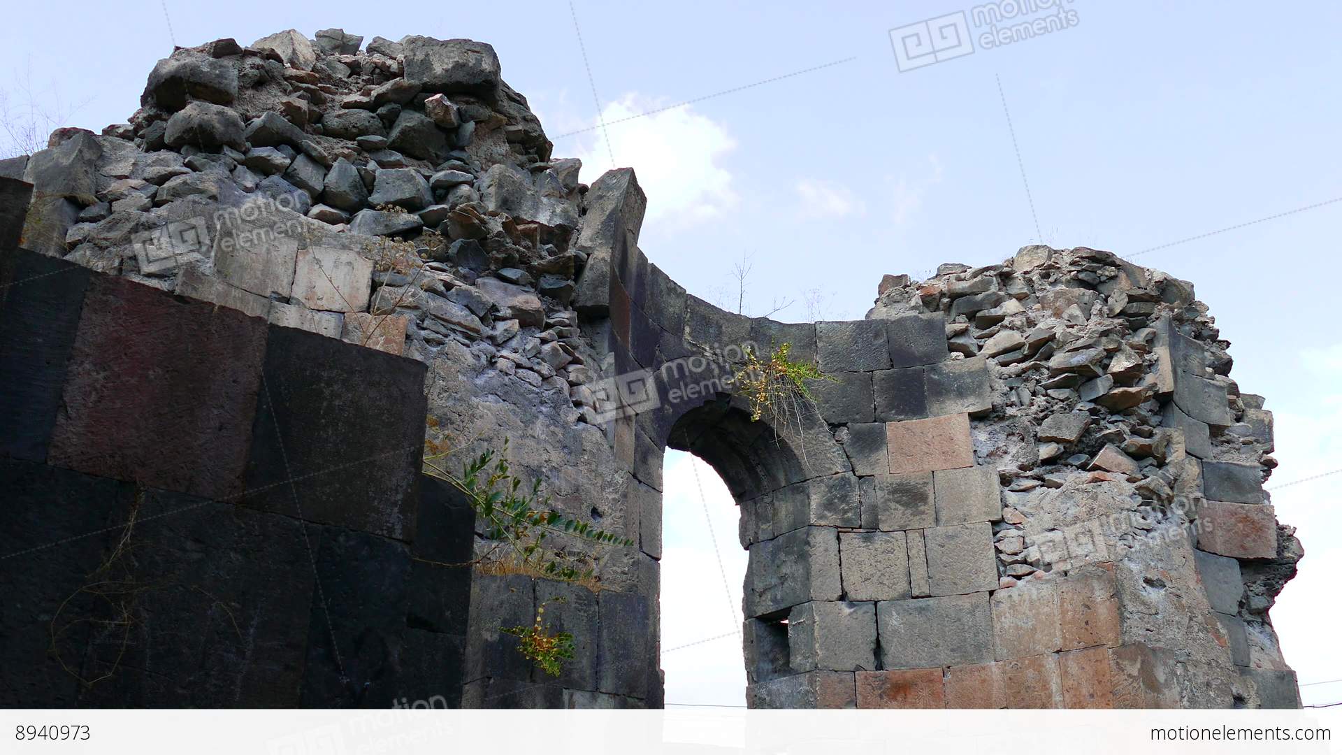 Old Castle Wall Derelict And Collapsed Stock video footage | 8940973