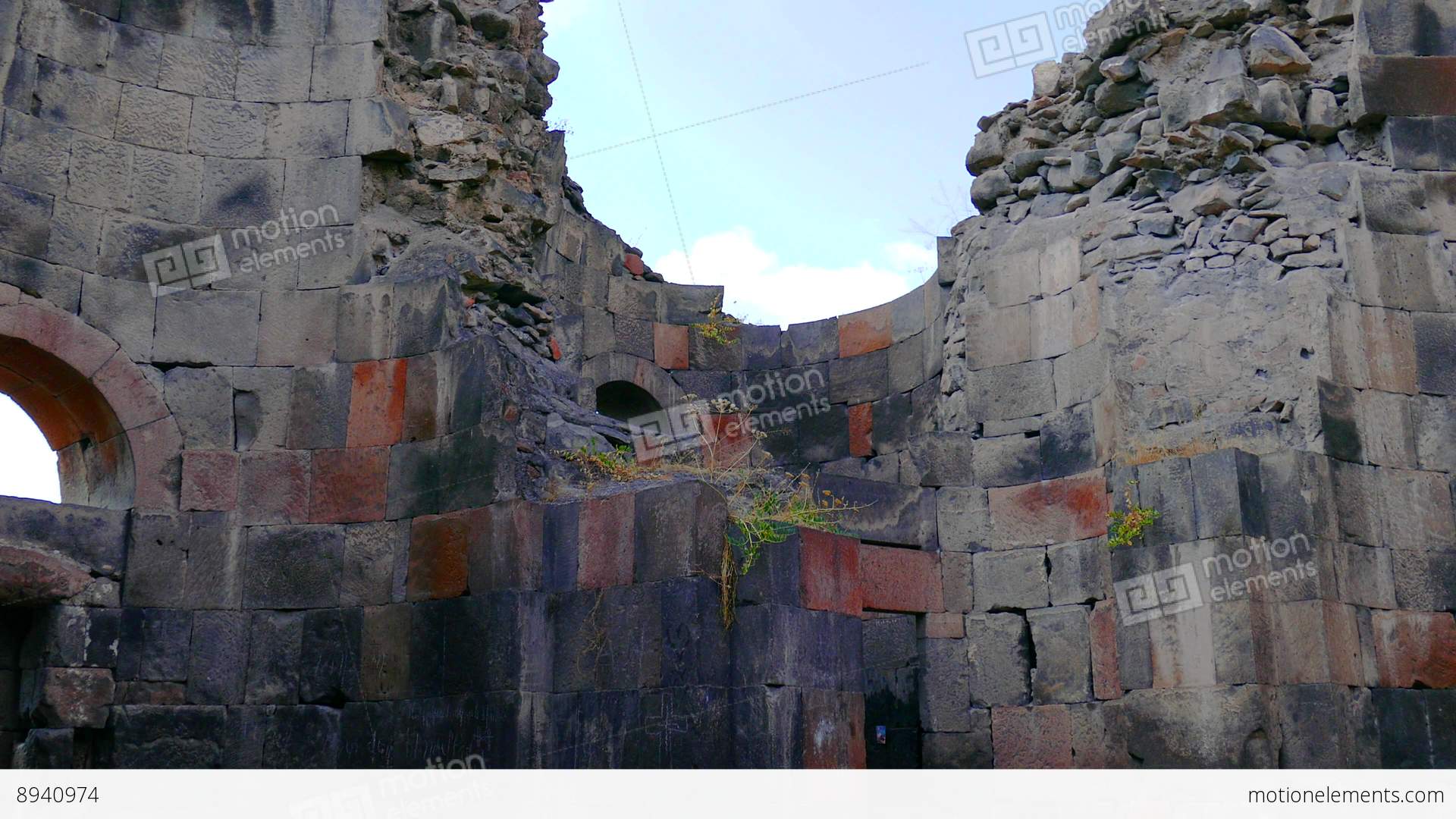 Old Castle Walls Broken And Derelict Stock video footage | 8940974