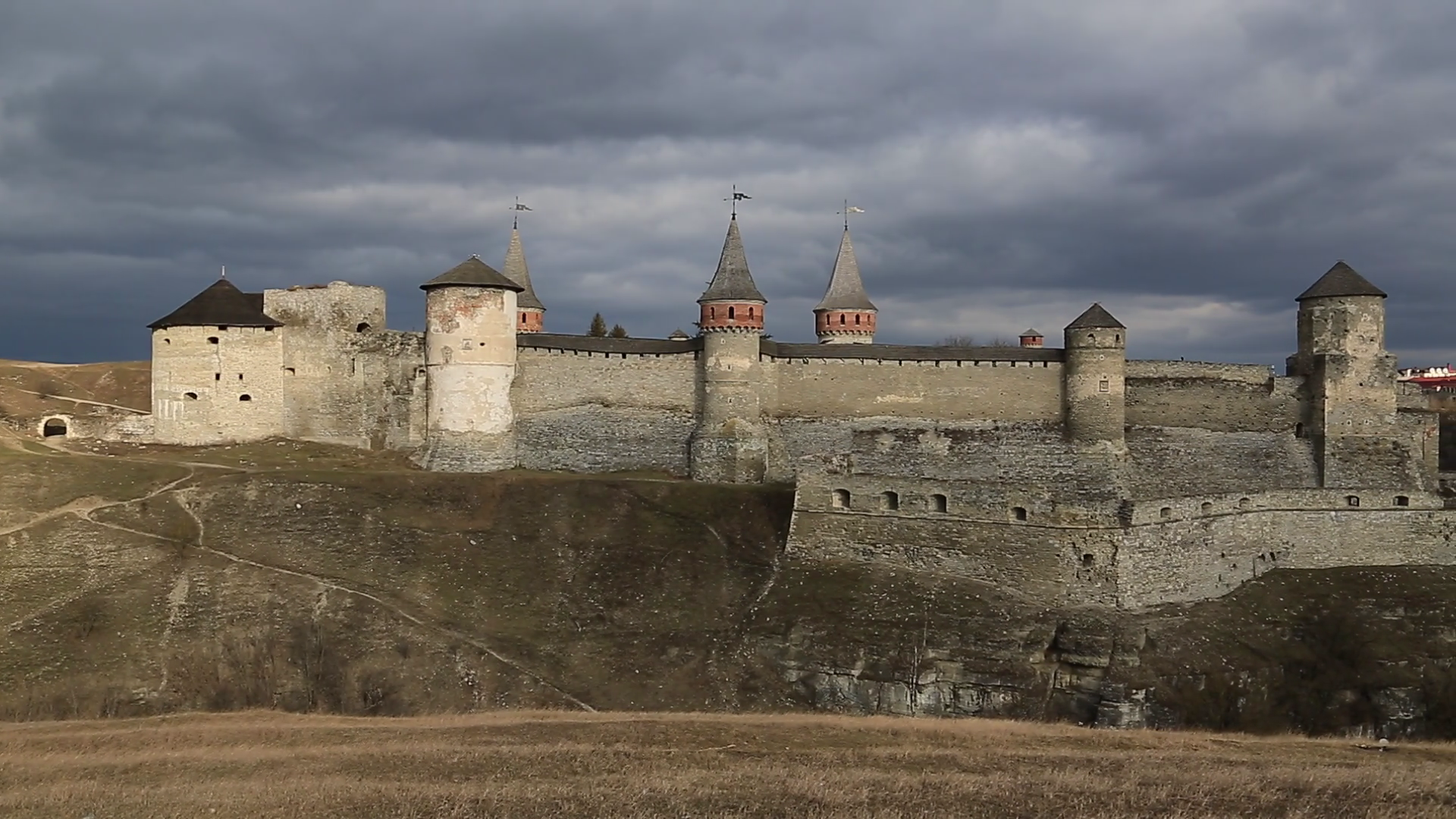 Old castle, stone fortress in Kamianets-Podilskyi city in western ...