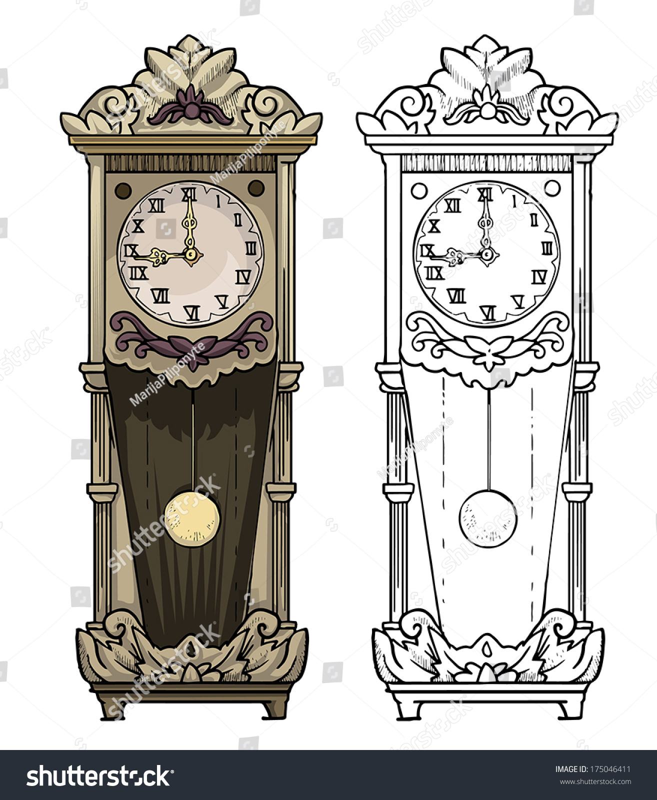 Old Clock Drawing - ClipartXtras