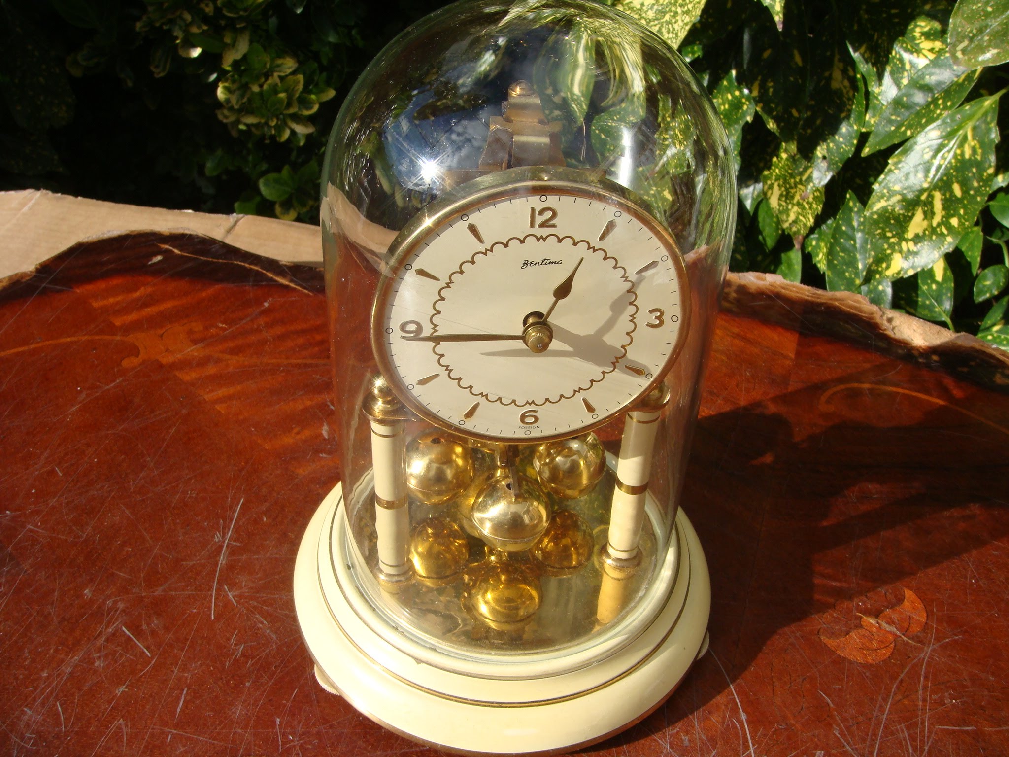 Antique Old German Anniversary Dome Glass Clock / Mantle Clock *See ...