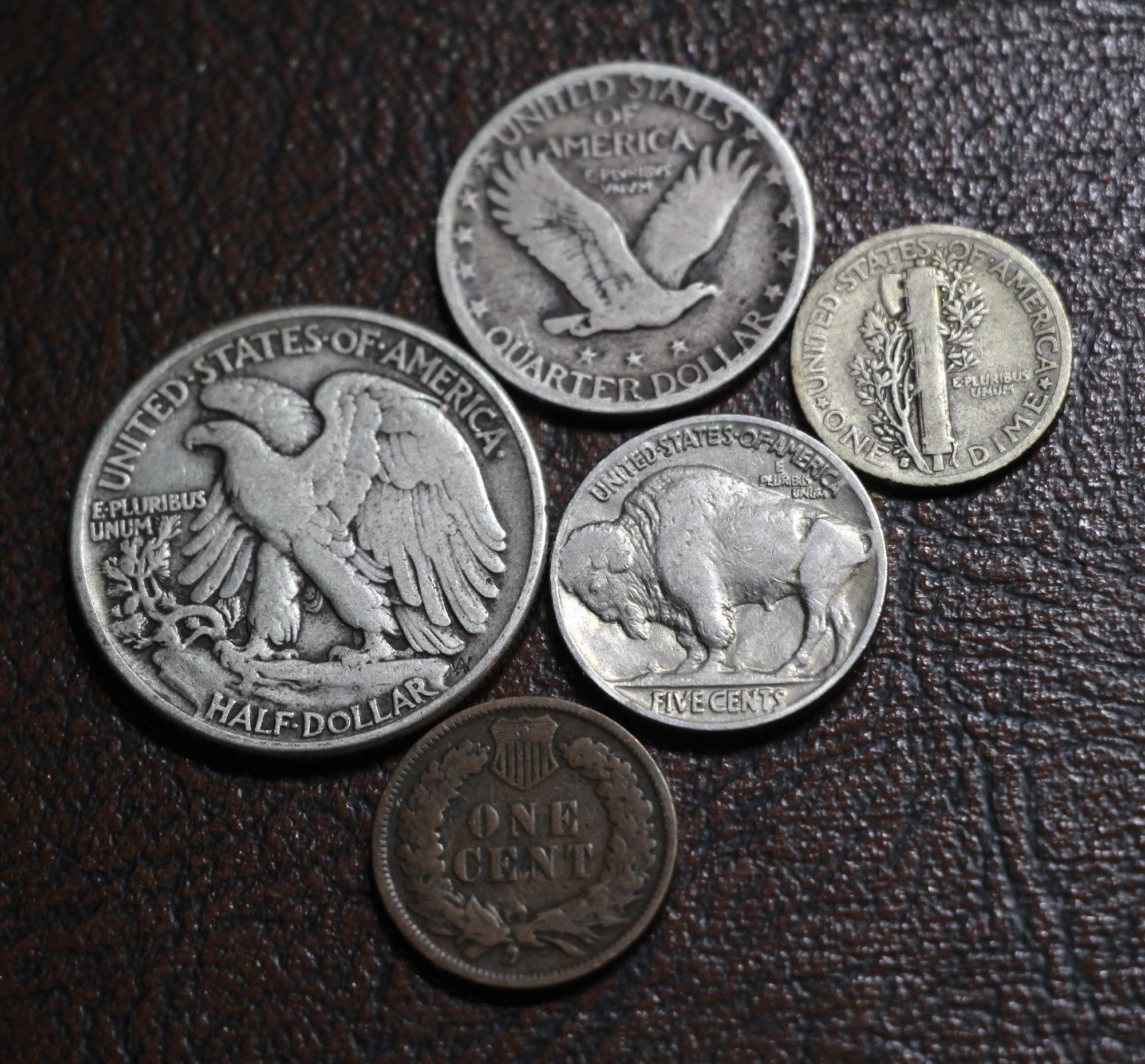 Old U.S. Coins Silver 5-Coin Set - Original Skin Coins