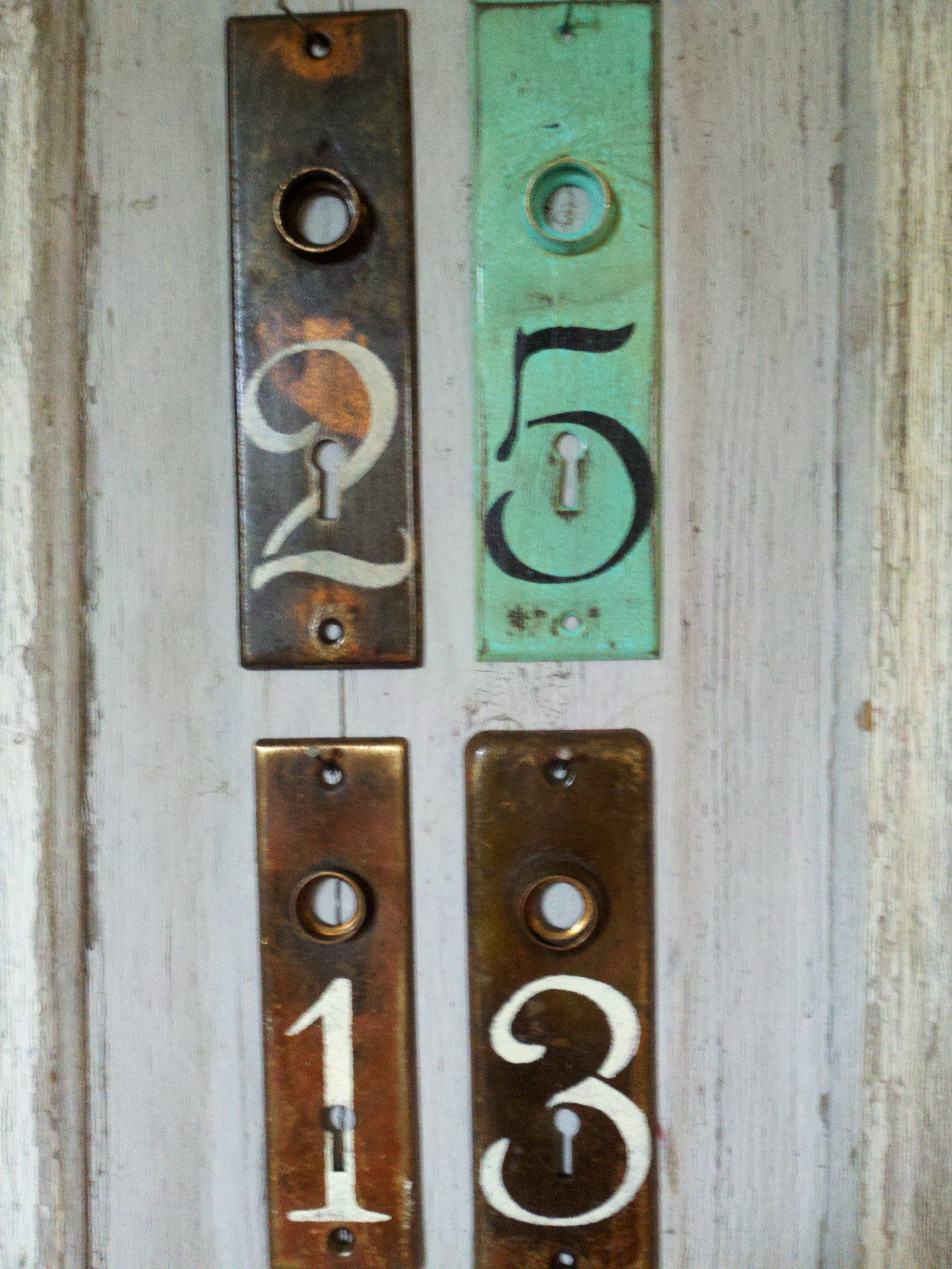 Great old door plates repuposed into house numbers. Just order your ...