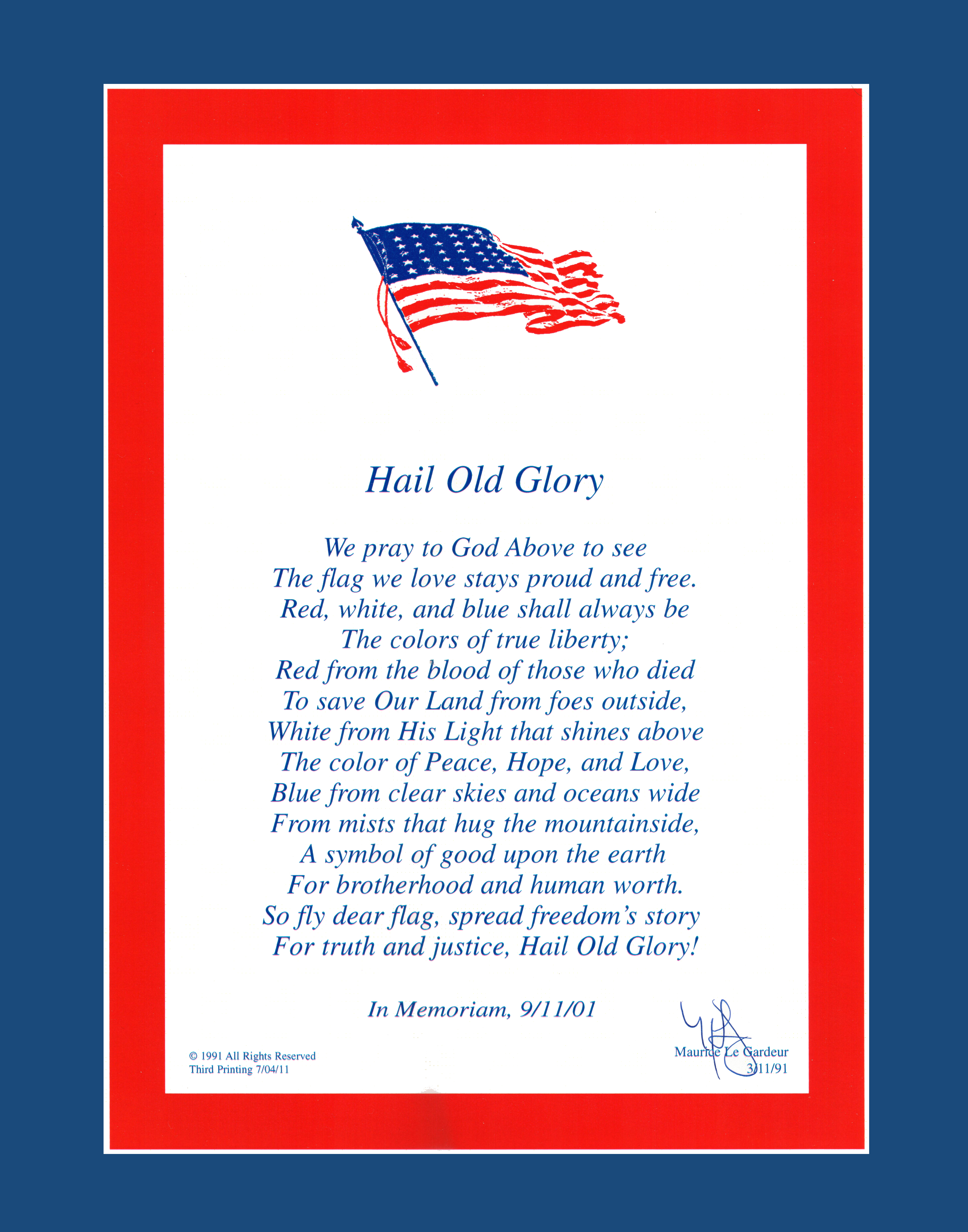 Hail Old Glory Matted Poem