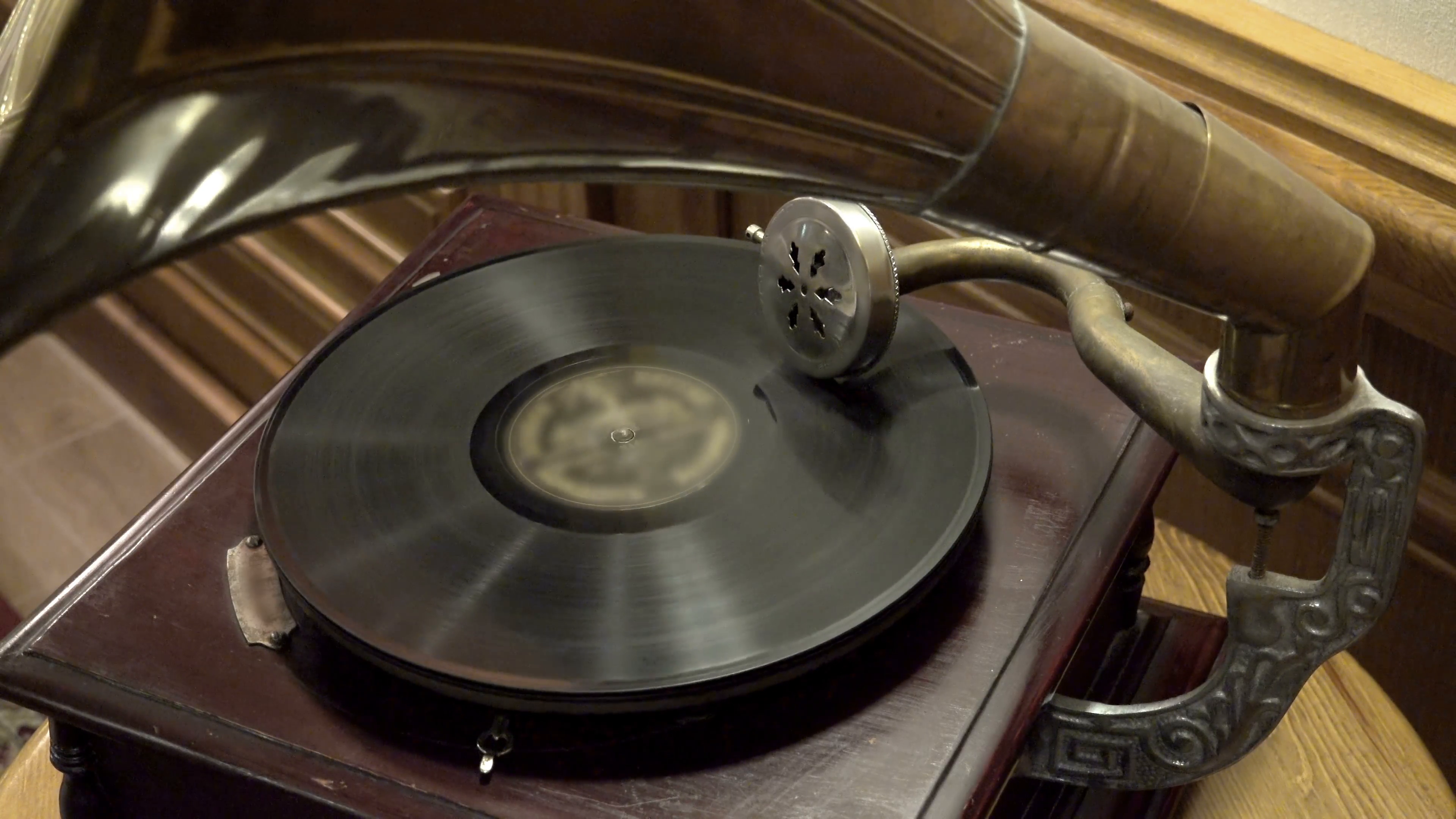 Old gramophone playing vinyl disc closeup Stock Video Footage ...