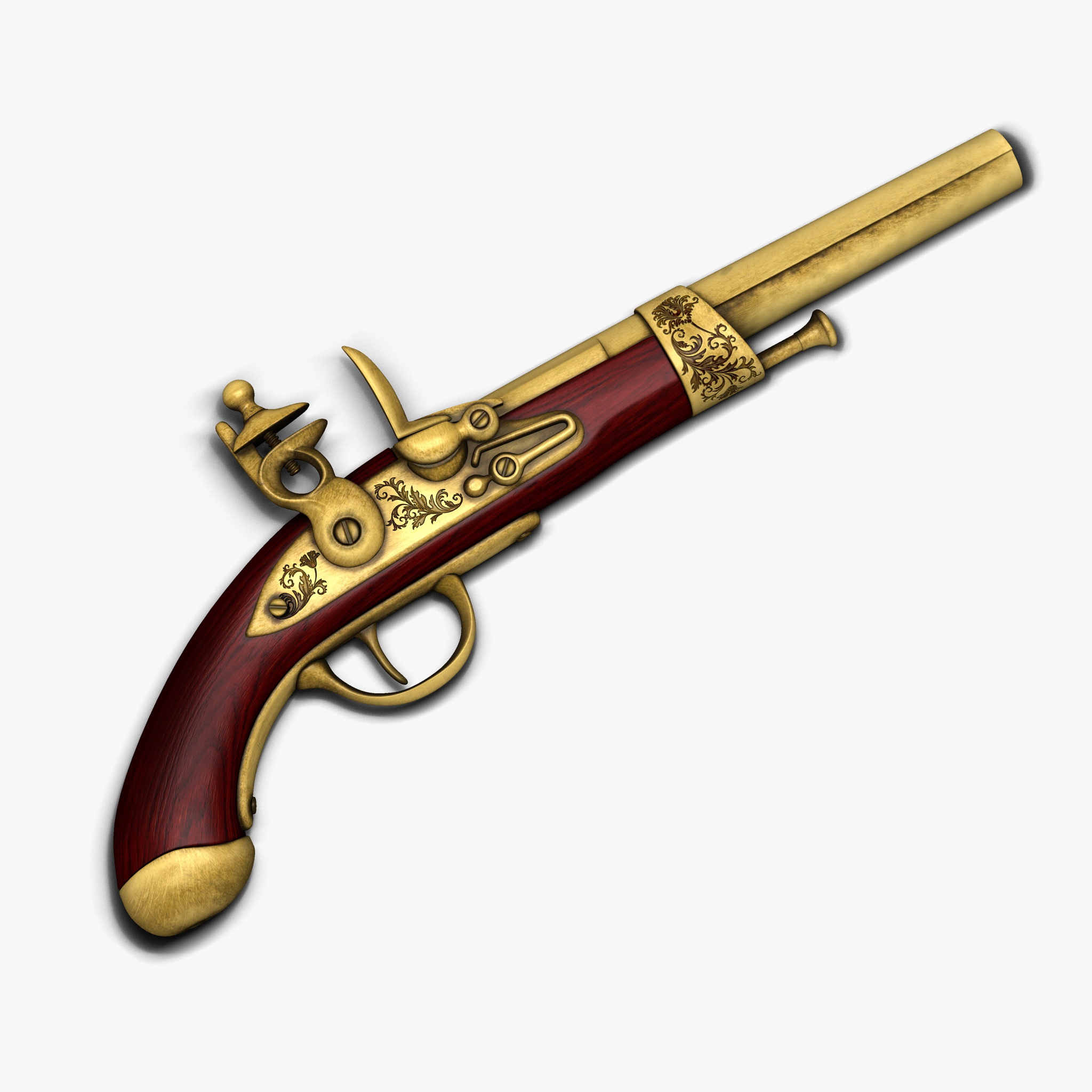 Antique gun pistol flintlock weapon arm old 3D Model – Buy Antique ...