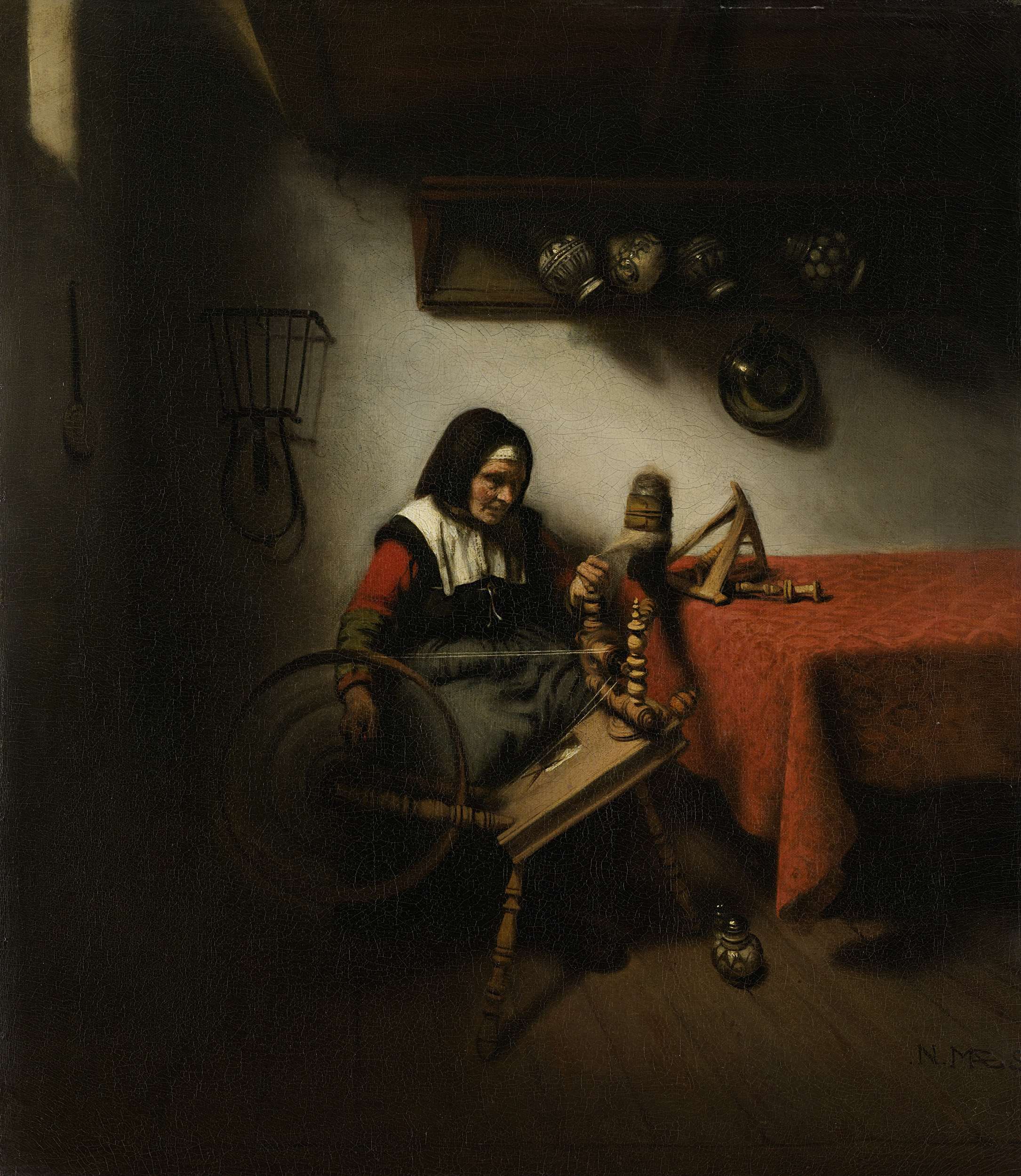 Nicolaes Maes | Old Woman Spinning, Nicolaes Maes, 1650 - 1660 | De ...