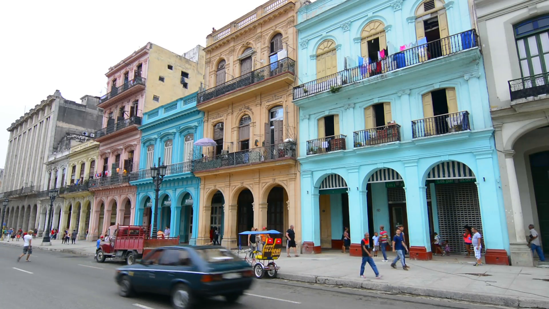 Havana Cuba main street at Capital with old colorful buildings and ...