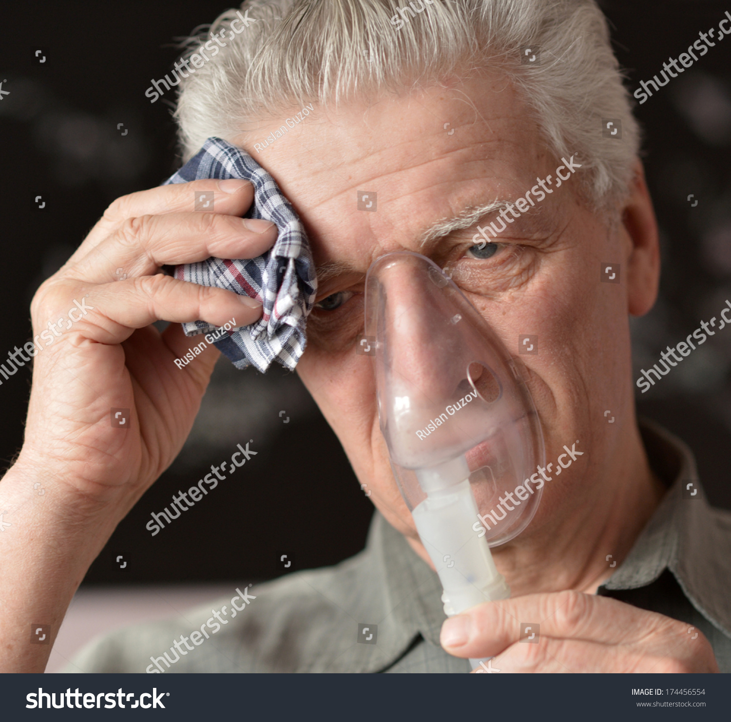 Closeup Old Man Doing Inhalation Stock Photo (Royalty Free ...