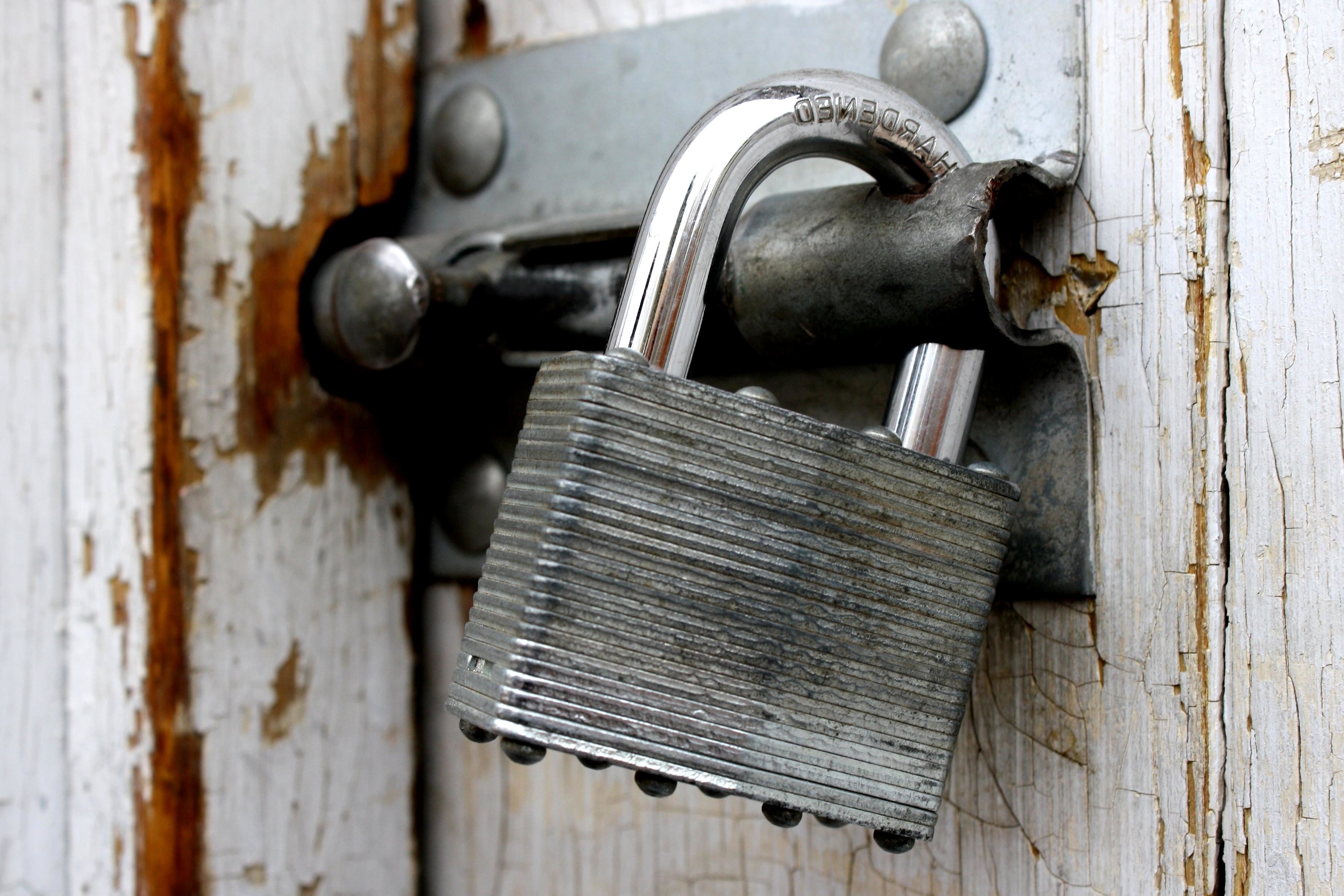 Free picture: old padlock, door, lock, security, steel