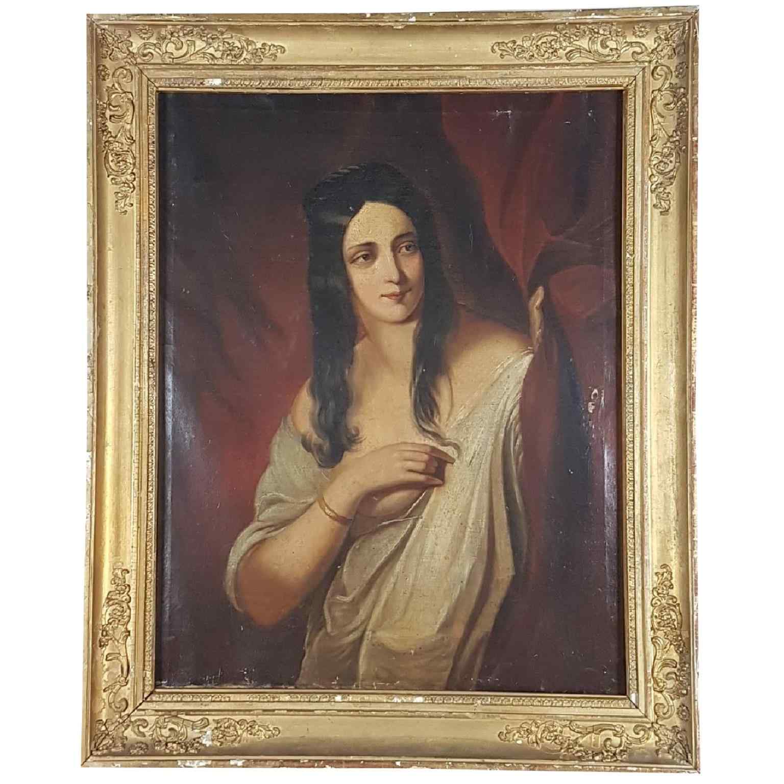 old painting portrait oil on canvas early 19th century Empir ...