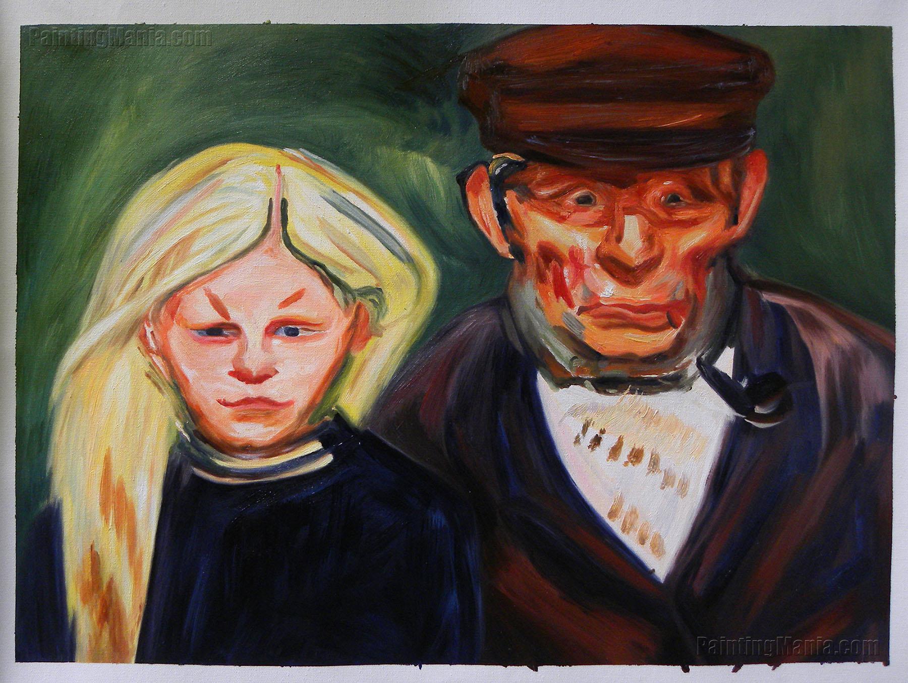 Old Fisherman and His Daughter - Edvard Munch Paintings