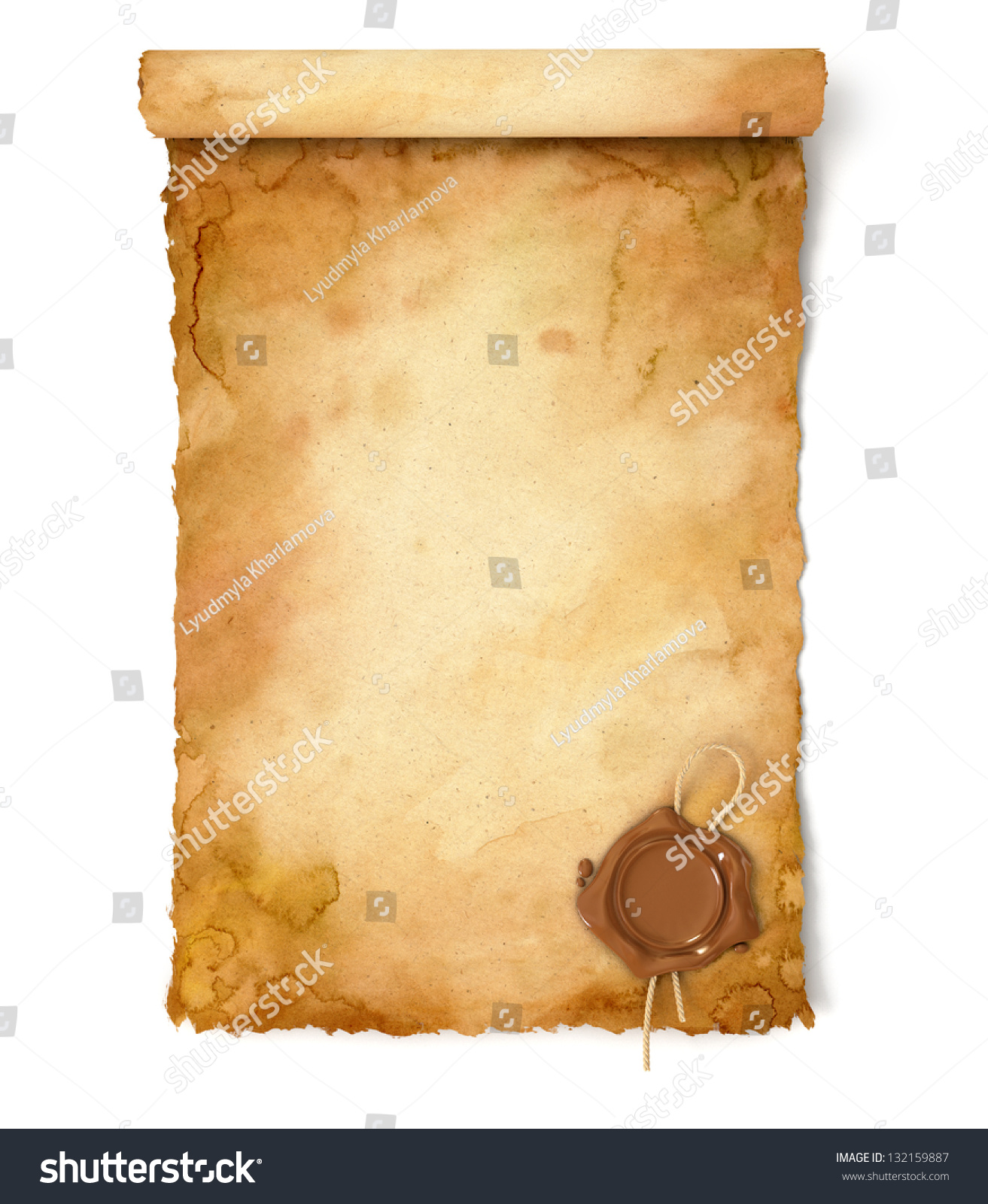 Old Paper Scroll Wax Seal Conceptual Stock Illustration 132159887 ...