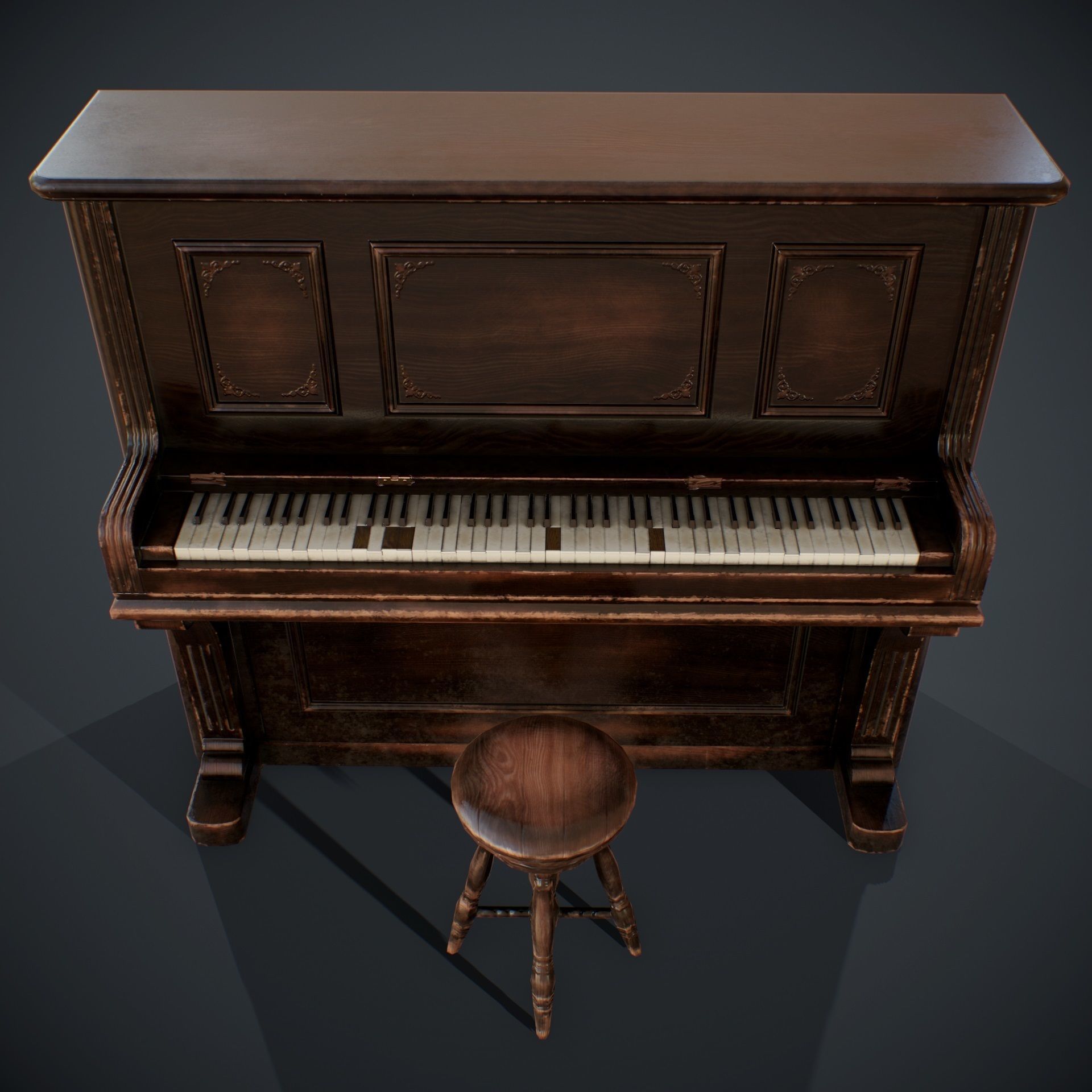 3D asset PBR Old Piano | CGTrader