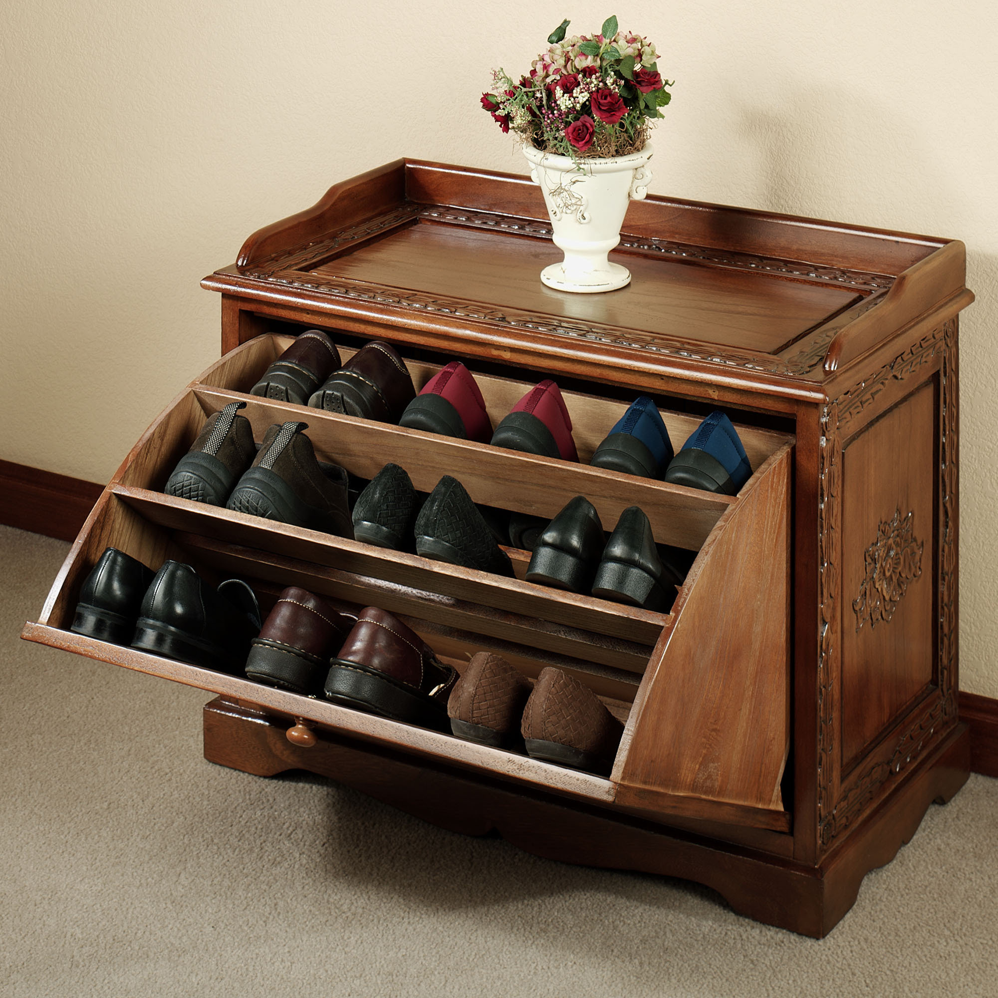 Old And Vintage Closed Shoe Rack With Drawer Storage Stand Ideas