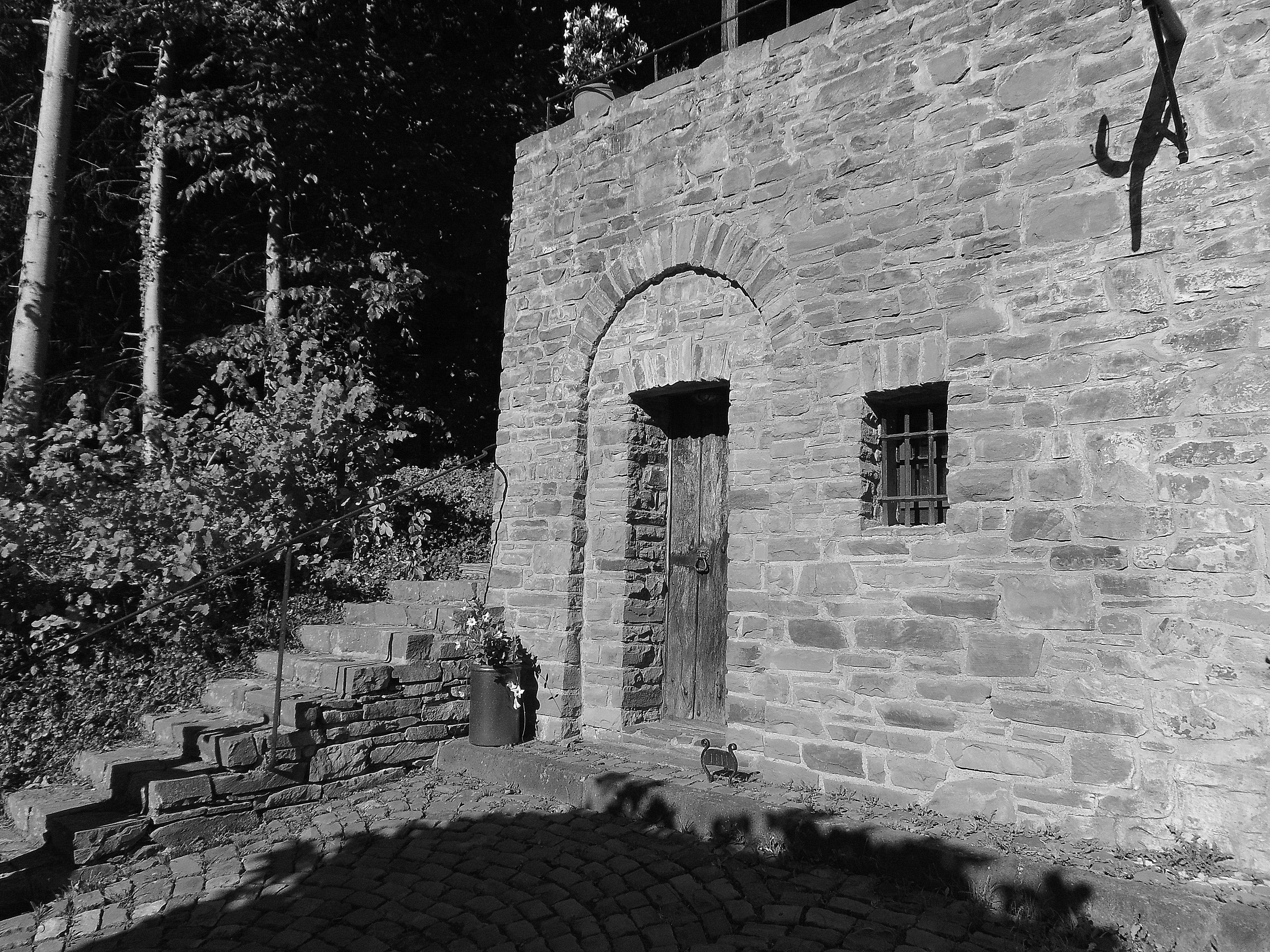 Free Images : black and white, house, old, residence, brick wall ...