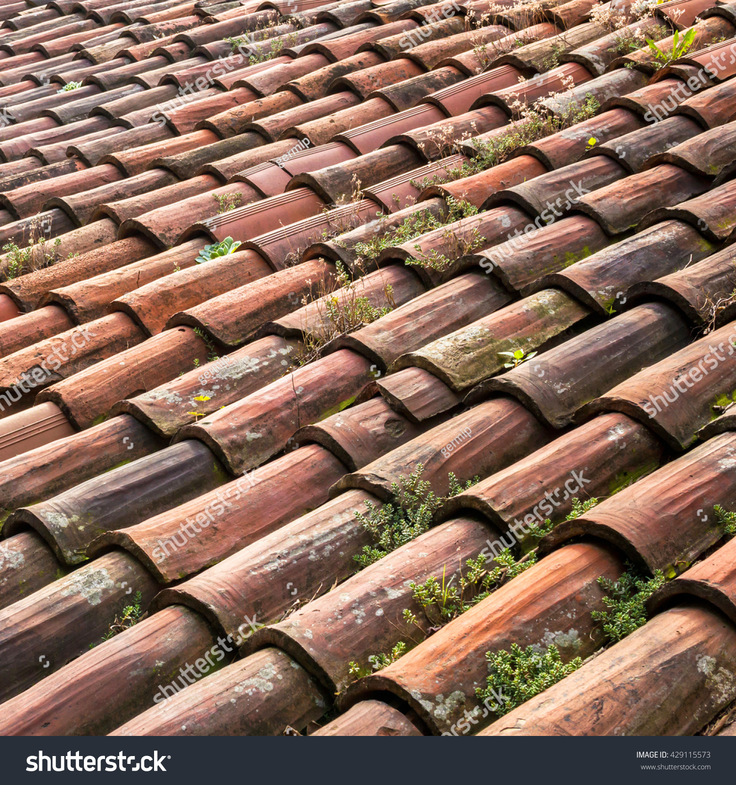 Old Clay Tile Roof Detail Horizontal Stock Photo (Royalty Free ...