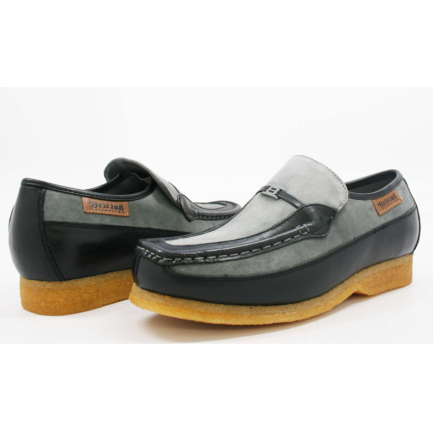 British Collection Power Old School Slip On Grey/Black Shoes ...