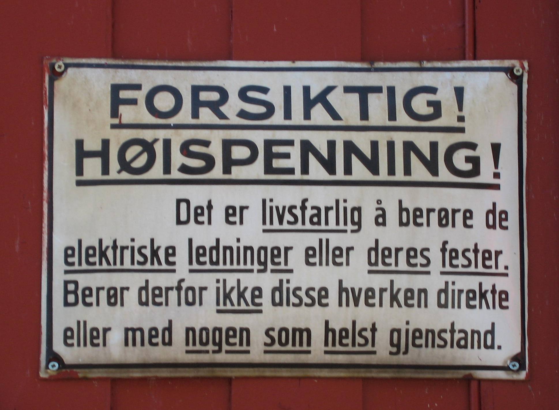 Old sign, Danger, Electrical, Norwegian, Shock, HQ Photo