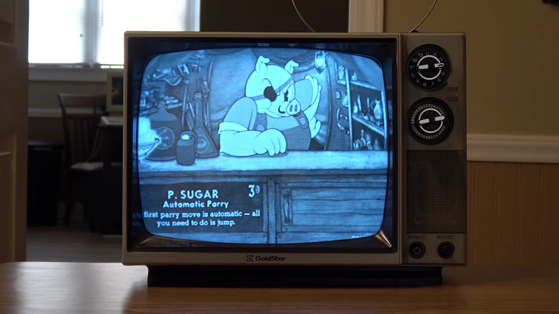 Cuphead looks right at home on this old television