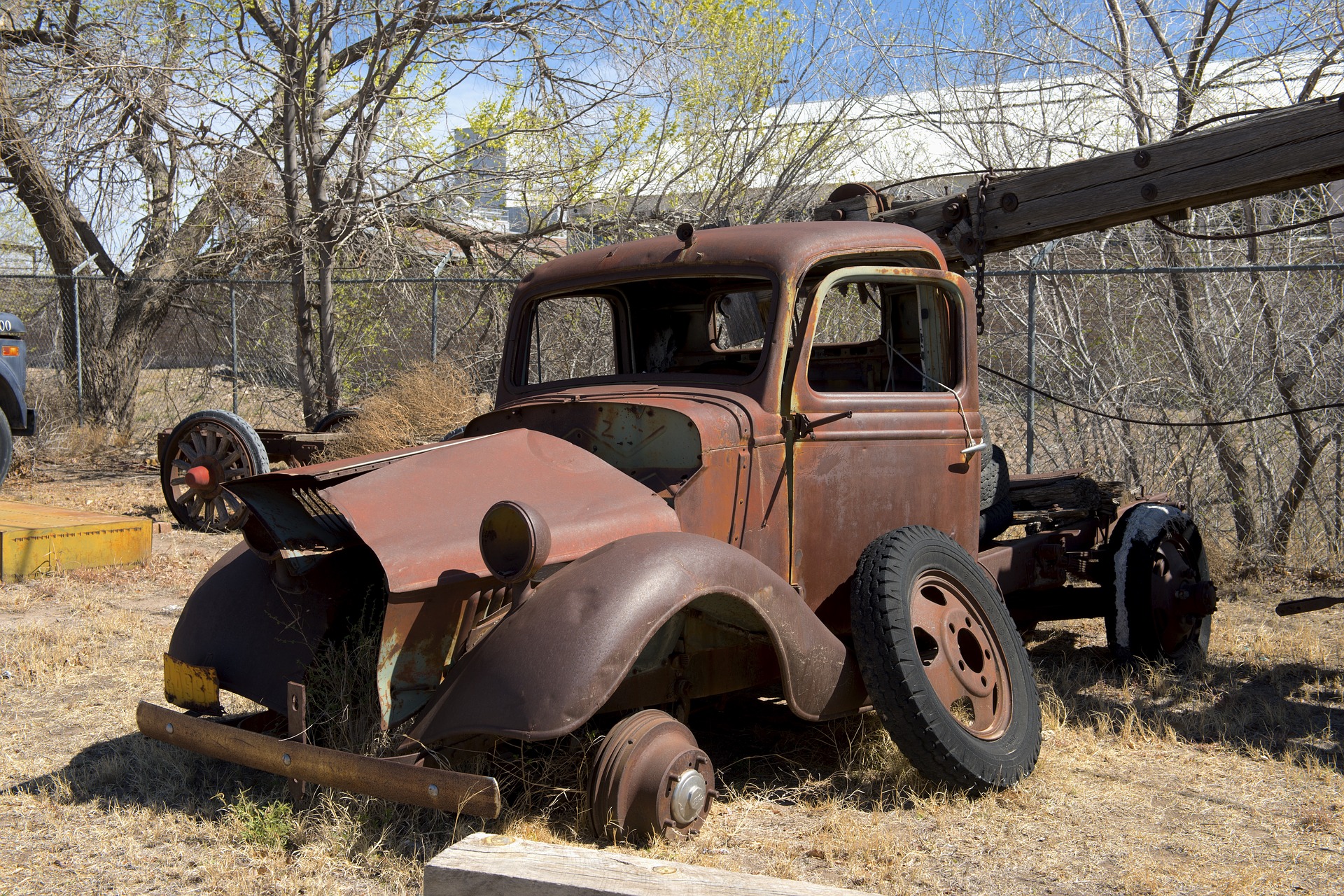 Old truck on the workshop photo