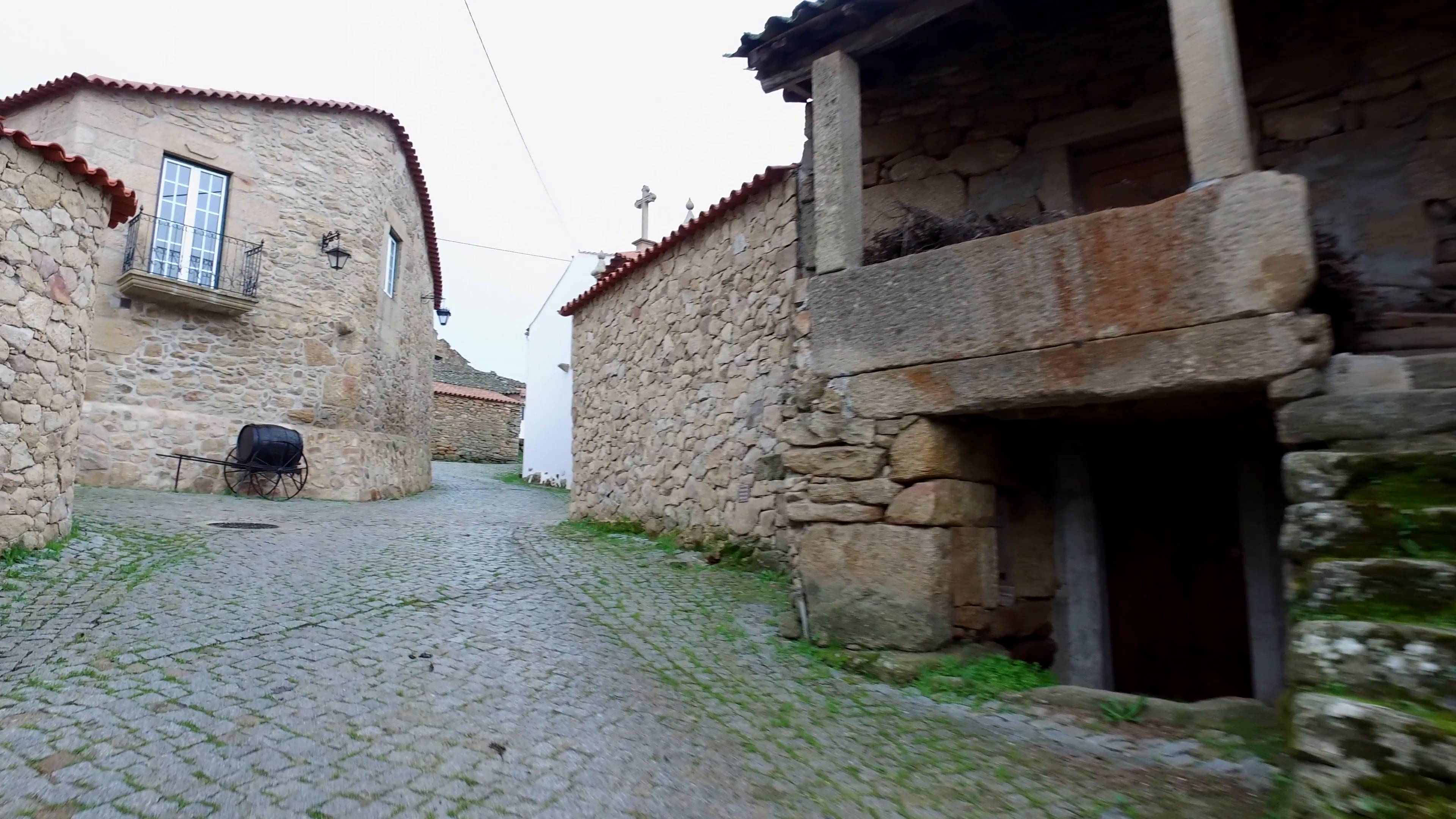street of the old village of stone houses, steady shot Stock Video ...